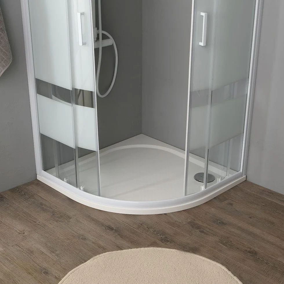 Kiamami Valentina - Mampara de ducha curva 90x90 cm 4 mm cristal blanco serigrafiado | Venere