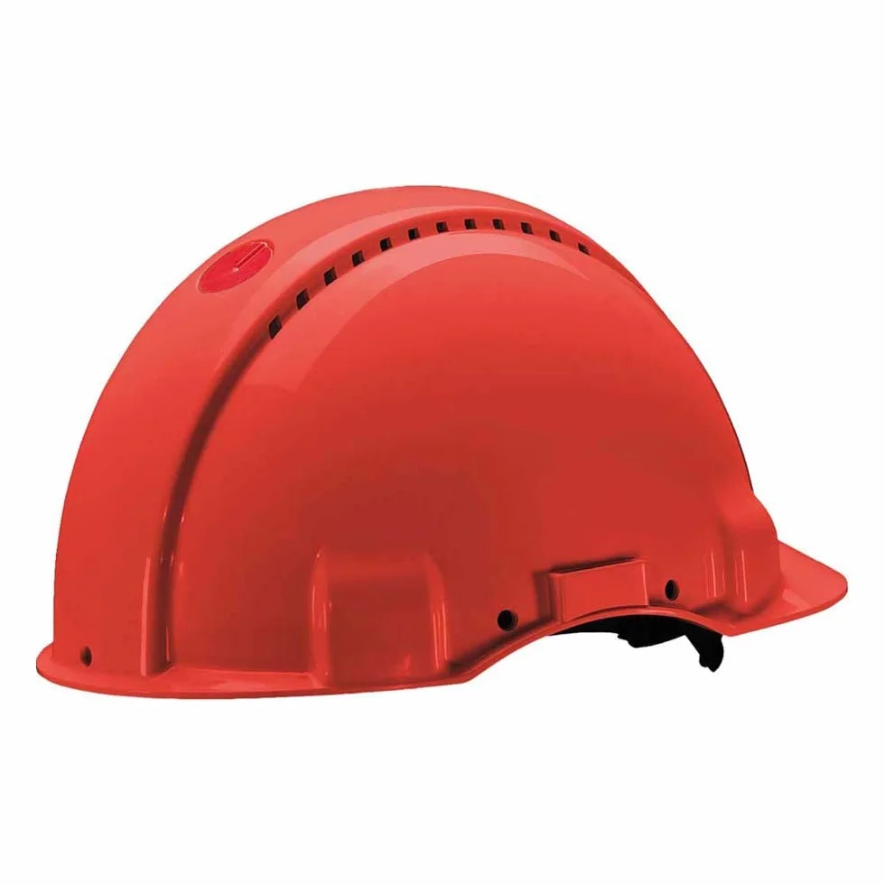 3M G3000NUV-RD - Casco G3000 rojo, con arnés de ruleta y banda sudor plástico
