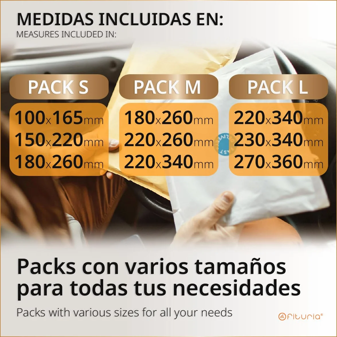 Sobres Acolchados para Envíos Multitamaño 3 Tamaños Kraft y Blanco Cierre Autoadhesivo Papel con Burbuja Interior Pack S 12 sobres
