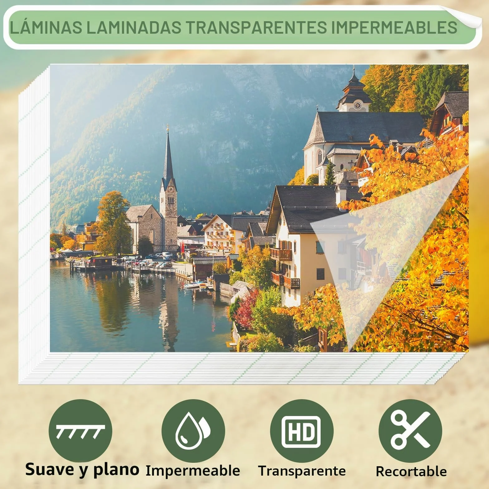 Hojas Laminadas Autosellantes Transparentes Impermeables 6 Pulgadas sin Máquina con Rascador