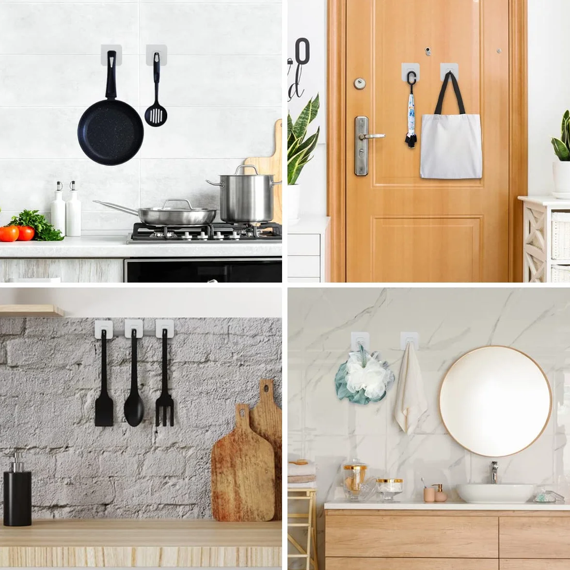 36 Piezas Ganchos Adhesivos Extra Fuertes, Ganchos Grandes Transparentes, Gancho Multiusos Reutilizables, Ganchos Impermeables para Cocina Baño Pared