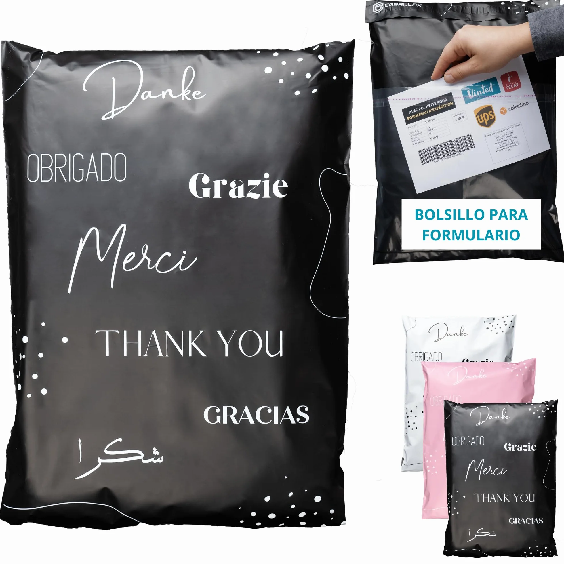 Bolsas Envio 50 uds Tamaño L 40x30cm Opaco Impermeable Sobres Plastico
