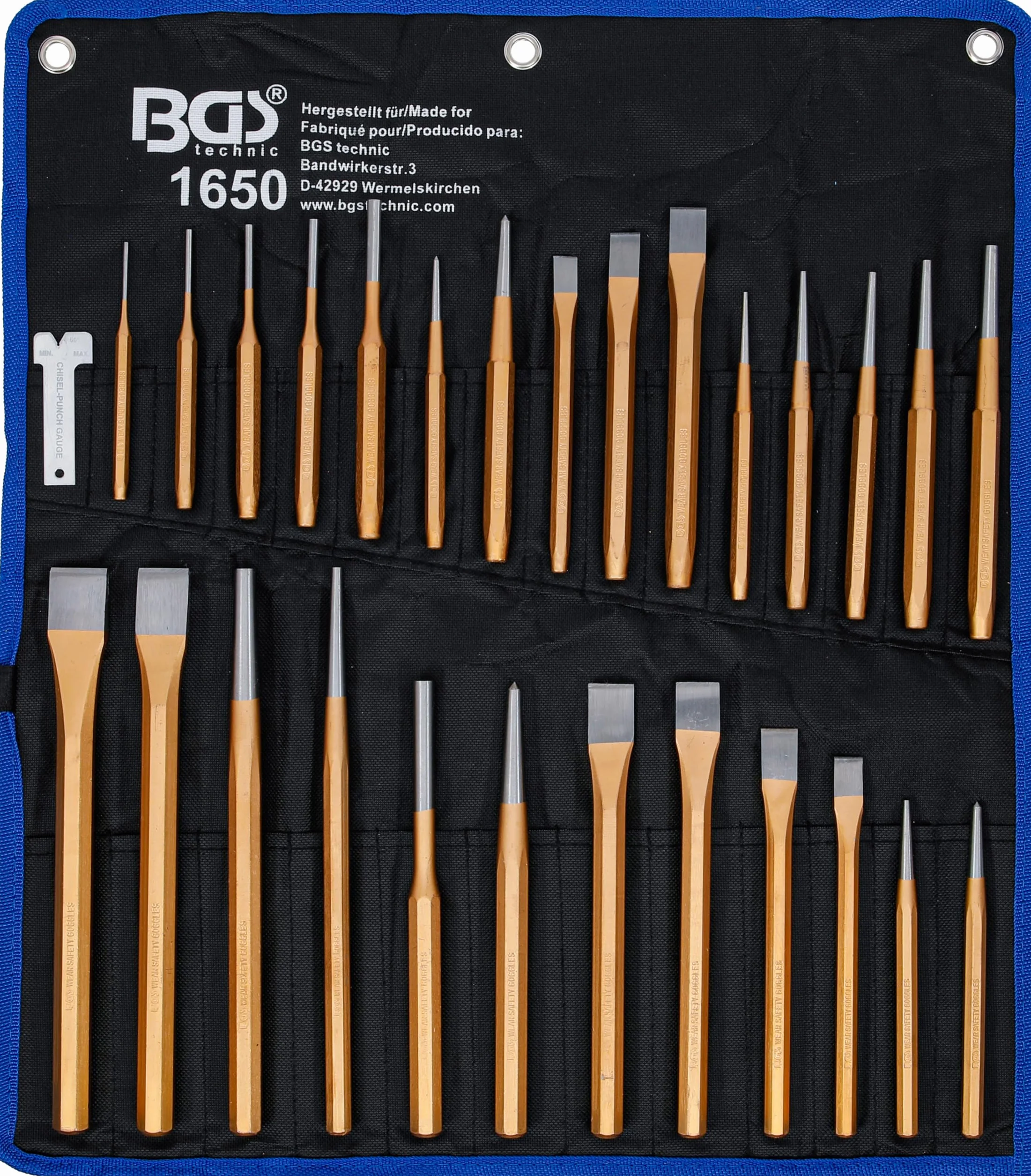 BGS 1650 | Juego de cinceles y punzones | 28 piezas