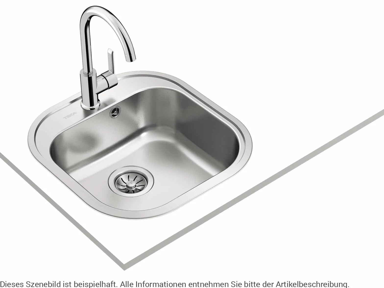 TEKA Fregadero Encastrado 1 Seno para Mueble 45cm, Acero Inoxidable, Incluye Escurridor y Válvula Automática, Modelo Stylo 1C