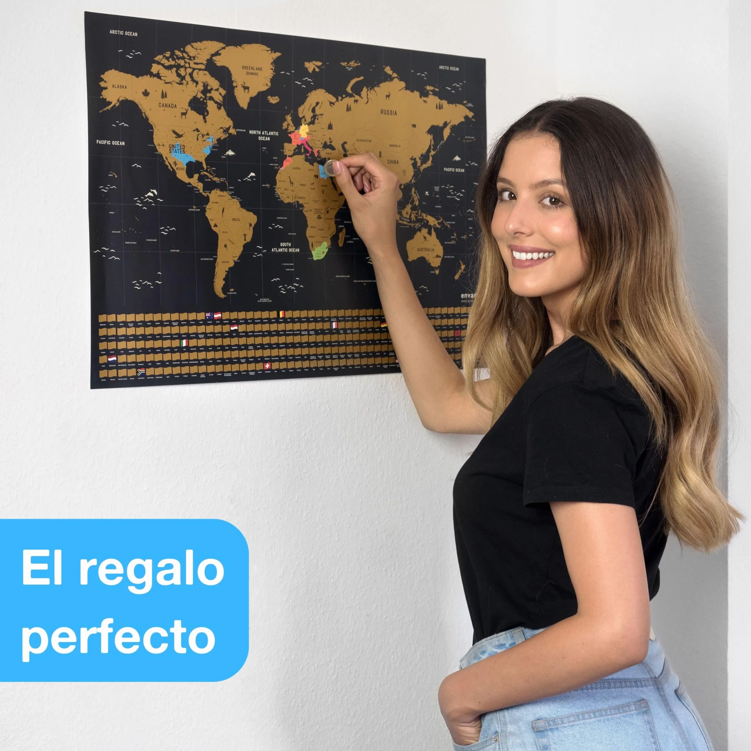 Mapa Mundi Rascar 68 x 43 cm Oro Scratch Off Travel Map