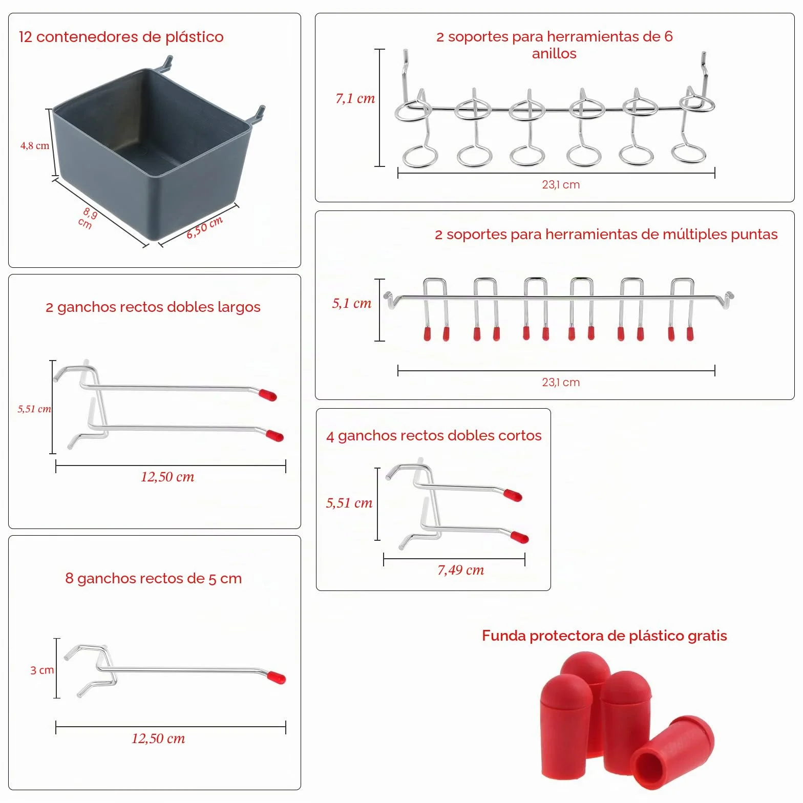 Pegboard Hooks Surtido, Peg Board Hook Attachments Conjunto y organización Storage Tienda Tools, para Organizar Varias Herramientas ( 230 piezas)