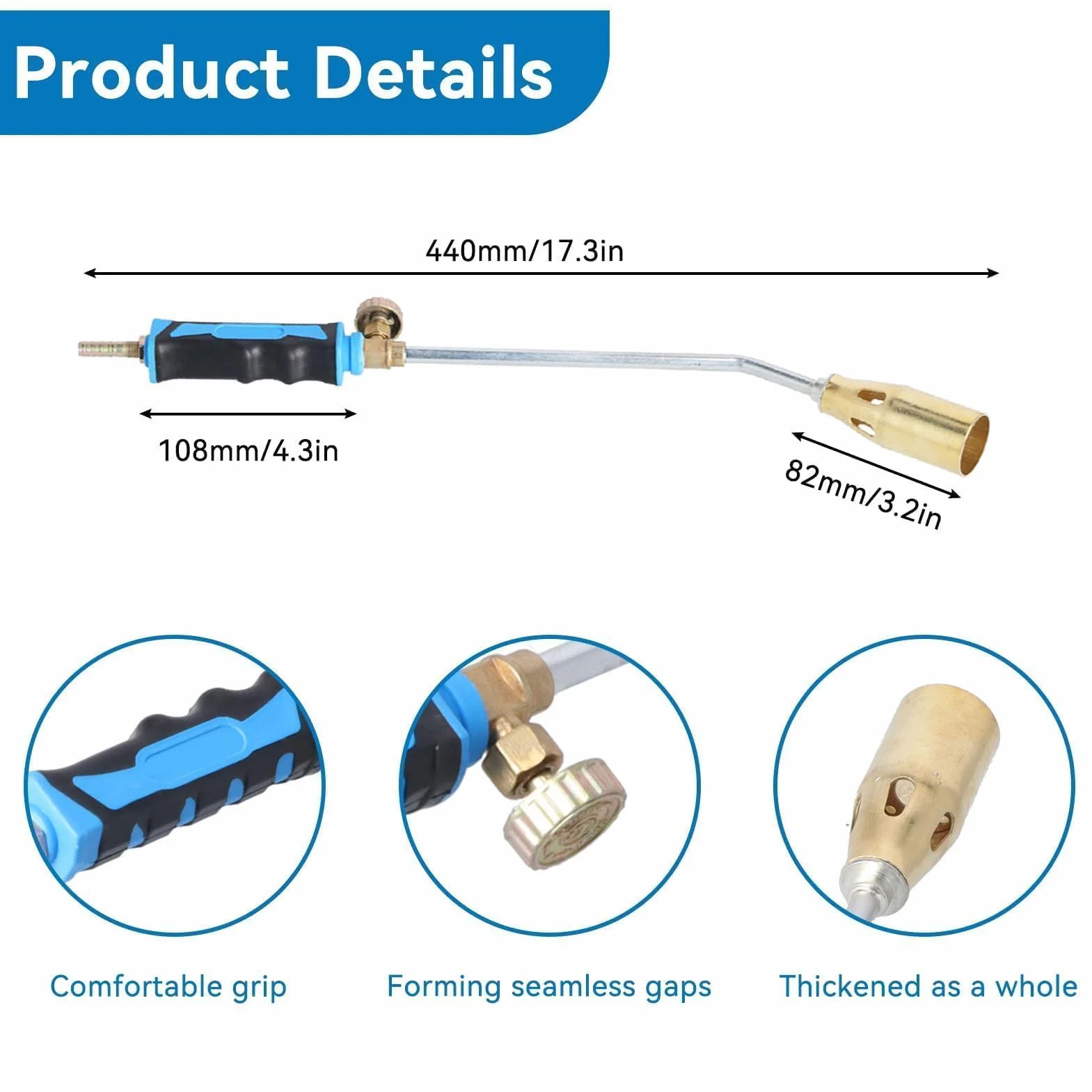 Agatige Cabezal De Antorcha De Soldadura, Pistola De Calentamiento De Soldadura Industrial, Antorcha De Soplete De Soldadura De Encendido, Llama Ajustable para Gas Doméstico (Double Switch)