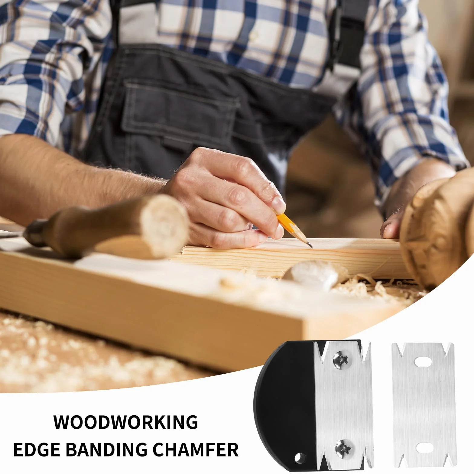 Recortadora de Bordes para Carpintería,Herramienta Manual para Madera con 6 Lijas 2 Cuchillas Reemplazables Cortadora Compacta y Precisa Canteadora Manual para Muebles, Chapas, Suelo Laminado