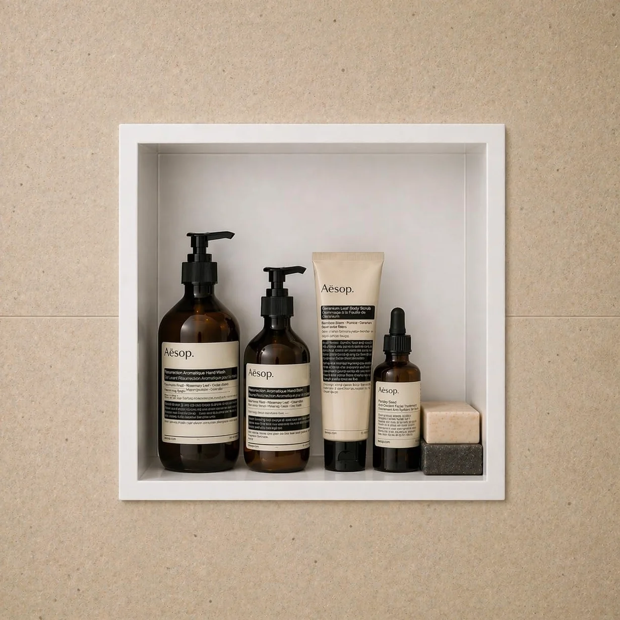 MEDIMEX - Hornacina Ducha Empotrable Atlantic HOR001 Nicho Baño Acero Inoxidable 304 | Cuadrada 33x33 cm Profundidad 10 cm, Estante Organizador Reforma Pared | 6 Acabados Premium (Blanco Mate)