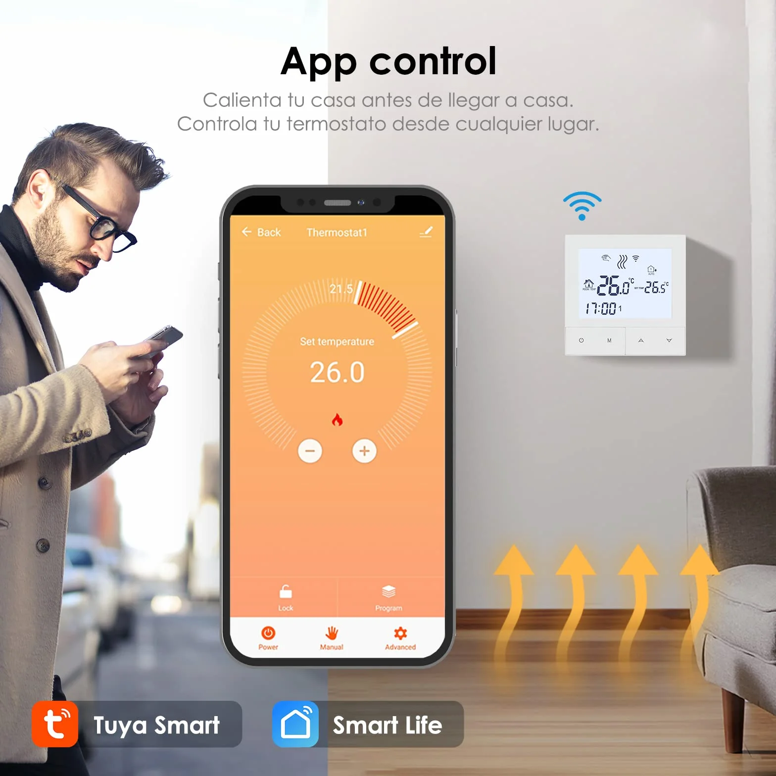 Termostato Caldera WiFi Beok Calefaccion de Gas Natural Agua.Programación Digital Inteligente Compatible con Alexa y Asistente de Google.Termostato Inalámbrico Integrado 3A TDS72-WIFI-WPB