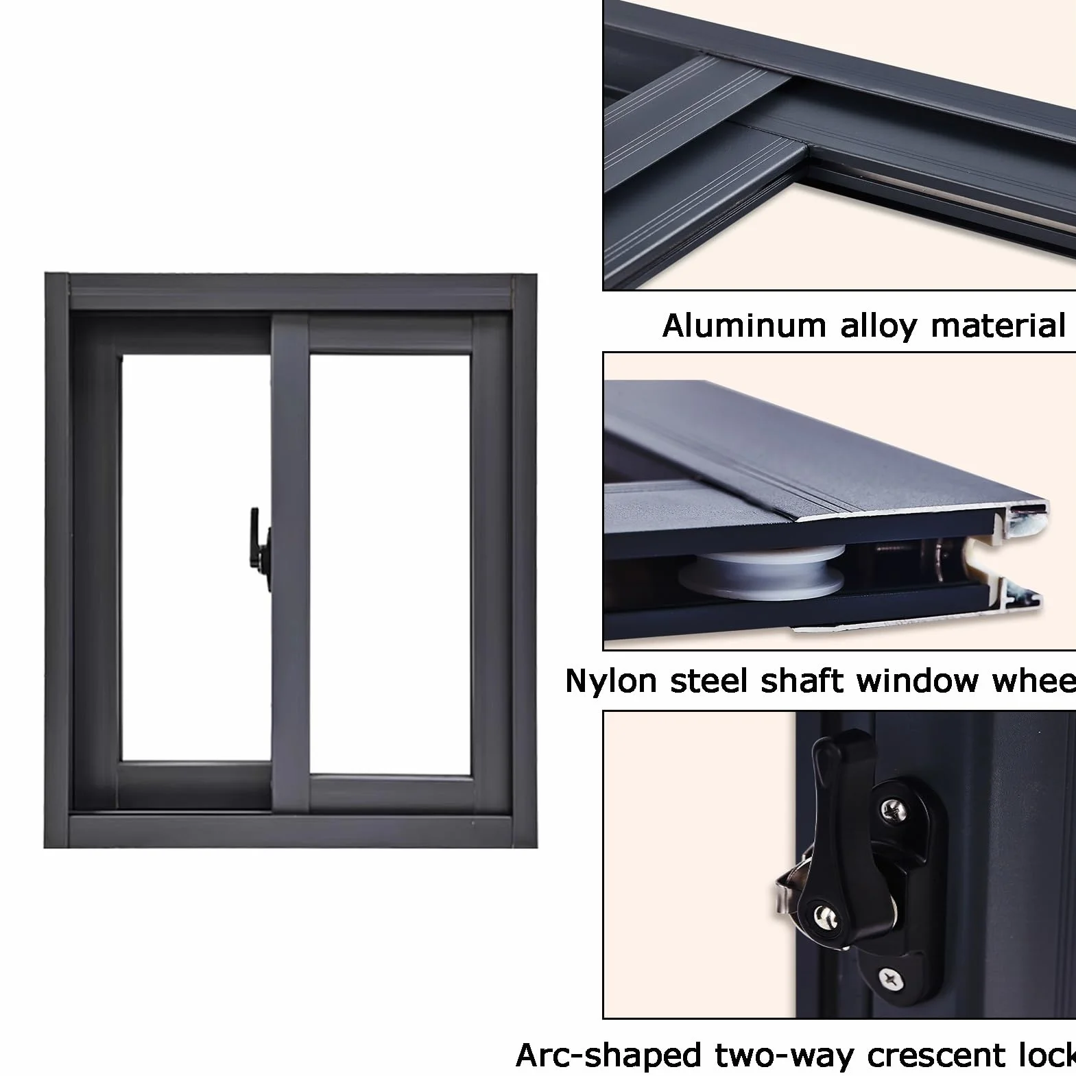 Ventana corrediza de aluminio para sótano y baño, 90 x 100 cm, diseño de travesaño de ventilación transparente, montaje empotrado, ventana horizontal pequeña, duradera y elegante solución de mejora