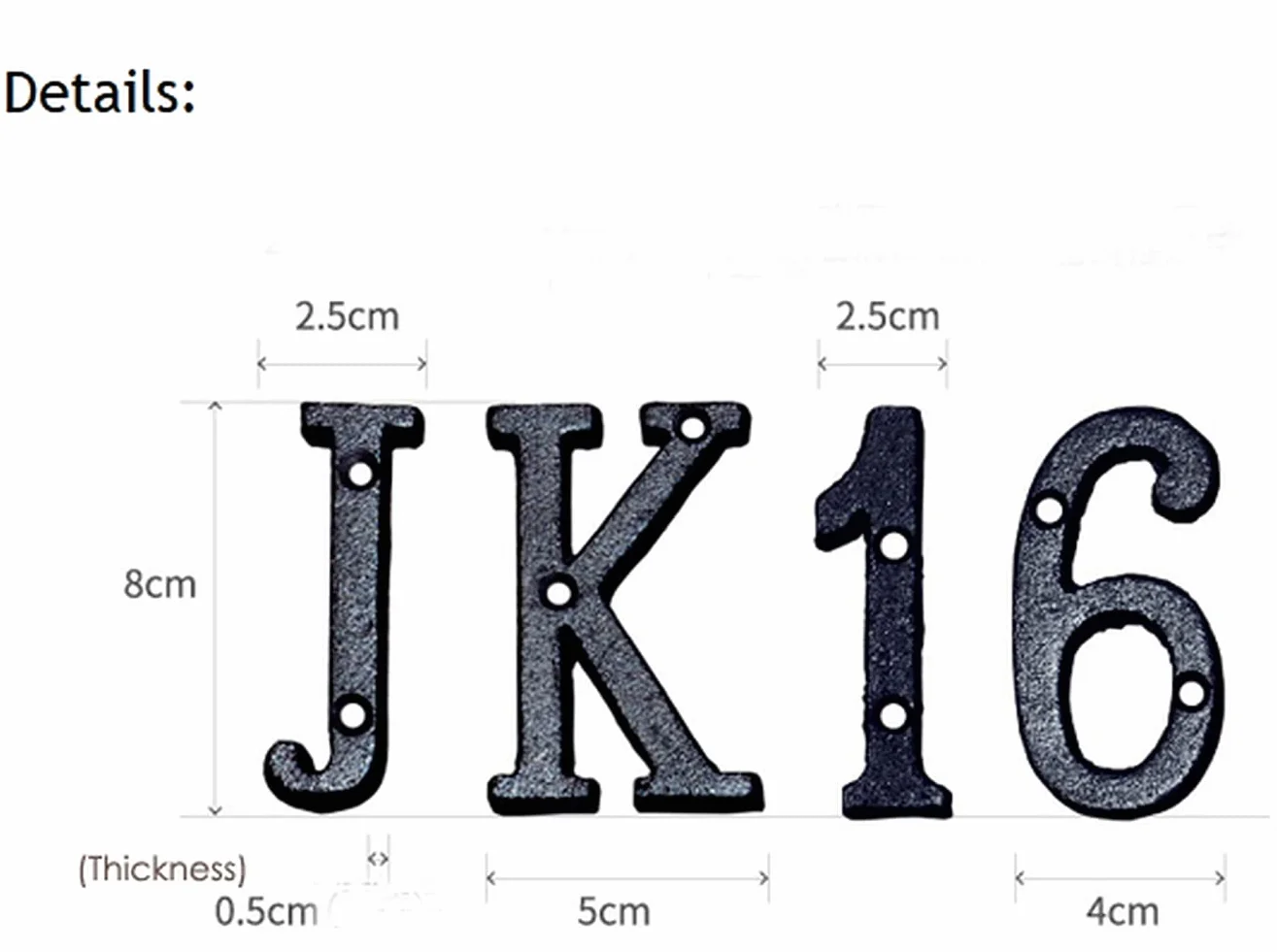 ausuky 1x Placa de Hierro Forjado Negro Envejecido para Puerta de Casa y Garaje, Letras Alfabeto y Números (E)