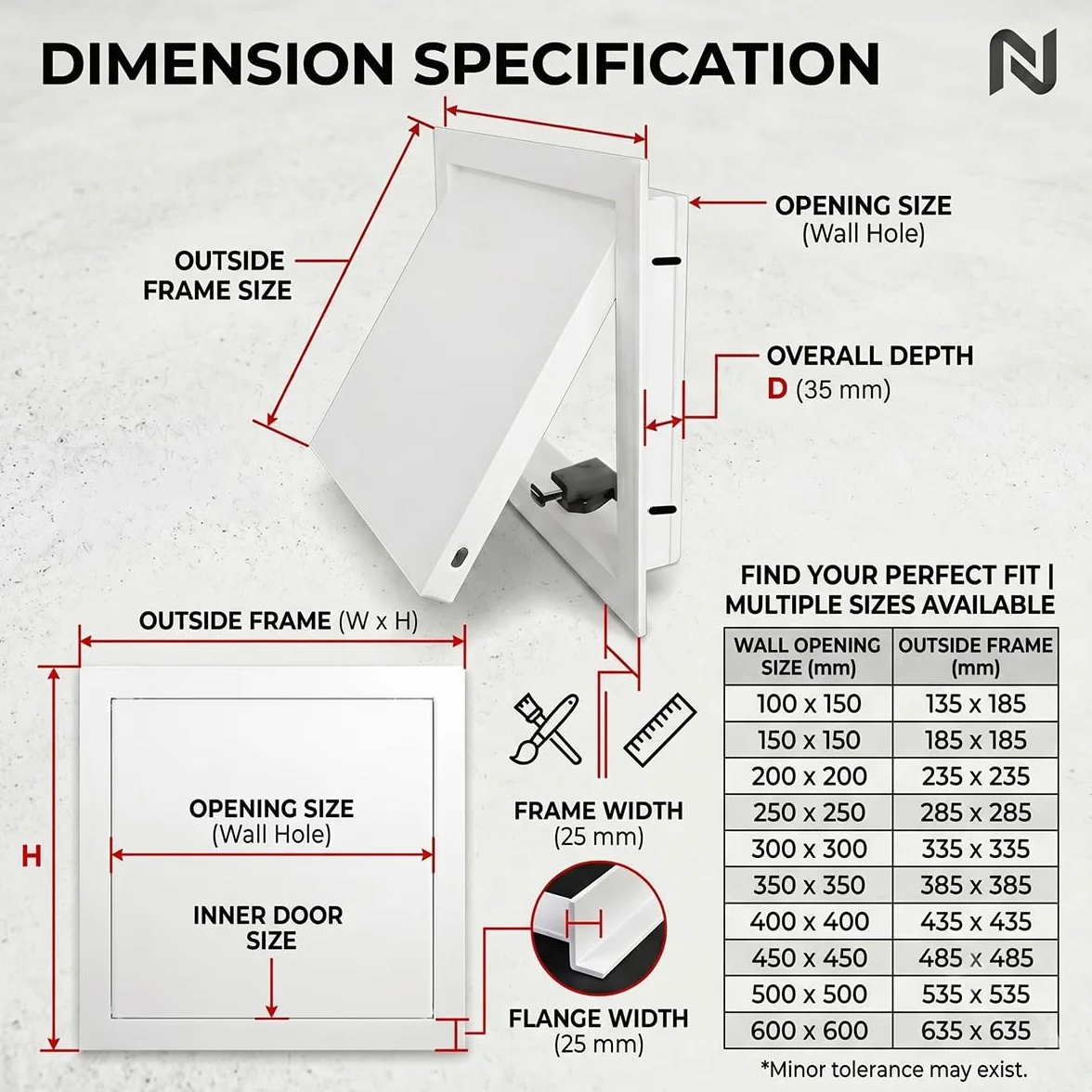 Trampilla de Inspección de Aluminio con Cierre Magnético, Puerta de Revisión Oculta. Panel de Acceso Alicatable para Techo y Pared en Plomería Baño, Montaje Empotrado Fácil.(White,150 x250 mm)
