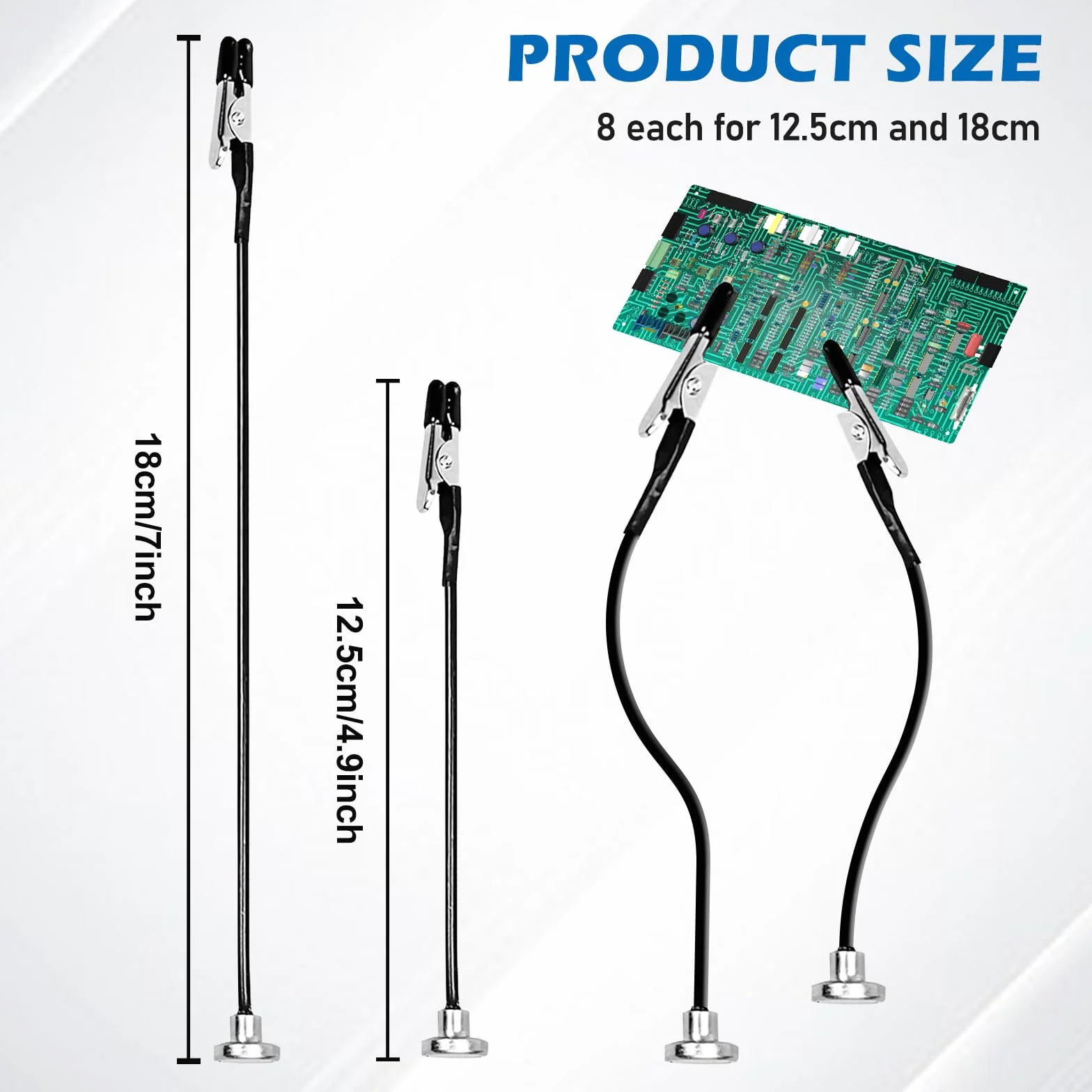 Vegena 16 unidades de soldadura de tercera mano con base magnética, ayuda de soldadura con cuello de cisne flexible, soporte para placa, ayuda de soldadura de tercera mano, pinzas de cocodrilo para