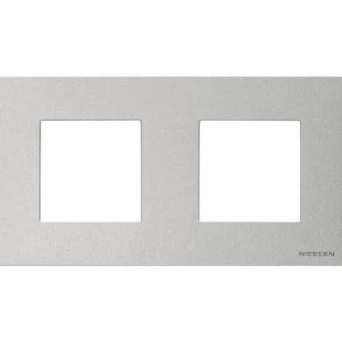 CABLEPELADO Marco compacto para 2 elemento Niessen Zenit | Marco de 2 elemento y bastidor | N2272PL | 85x156 mm | Apto para superficie y empotrar | Color Plata | 2 Elementos