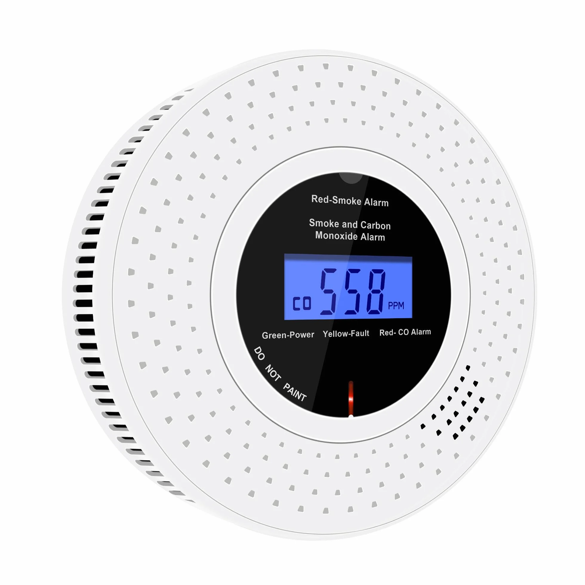 Detector Combinado de Humo y CO, Detector de Humo de Monóxido de Carbono Independiente, Alarma de Humo con Batería AA Reemplazable, Alarma de Humo y CO, Botón de Prueba, 1 Pieza