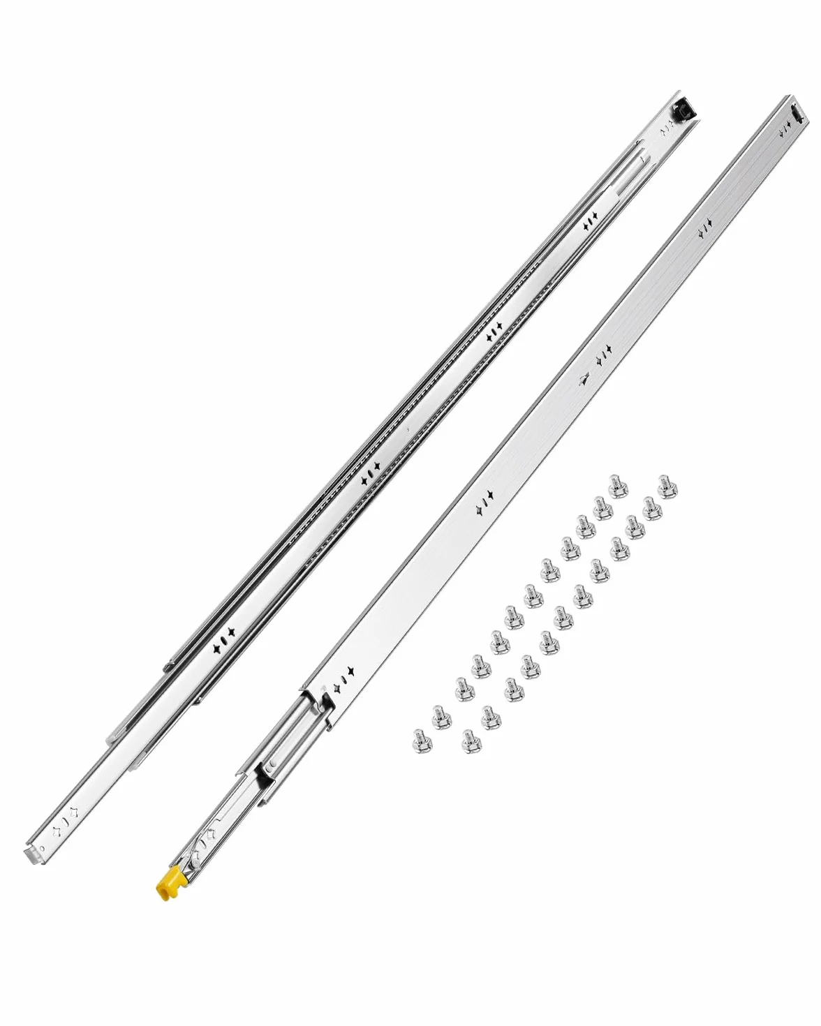VEVOR 1 Par de Correderas para Cajones de Extensión Completa, Capacidad Carga 113,4 kg, Rodamiento de Bolas con Riel Deslizante para Cajones de Montaje Lateral con Bloqueo, 1500 x 53 x 19,5 mm