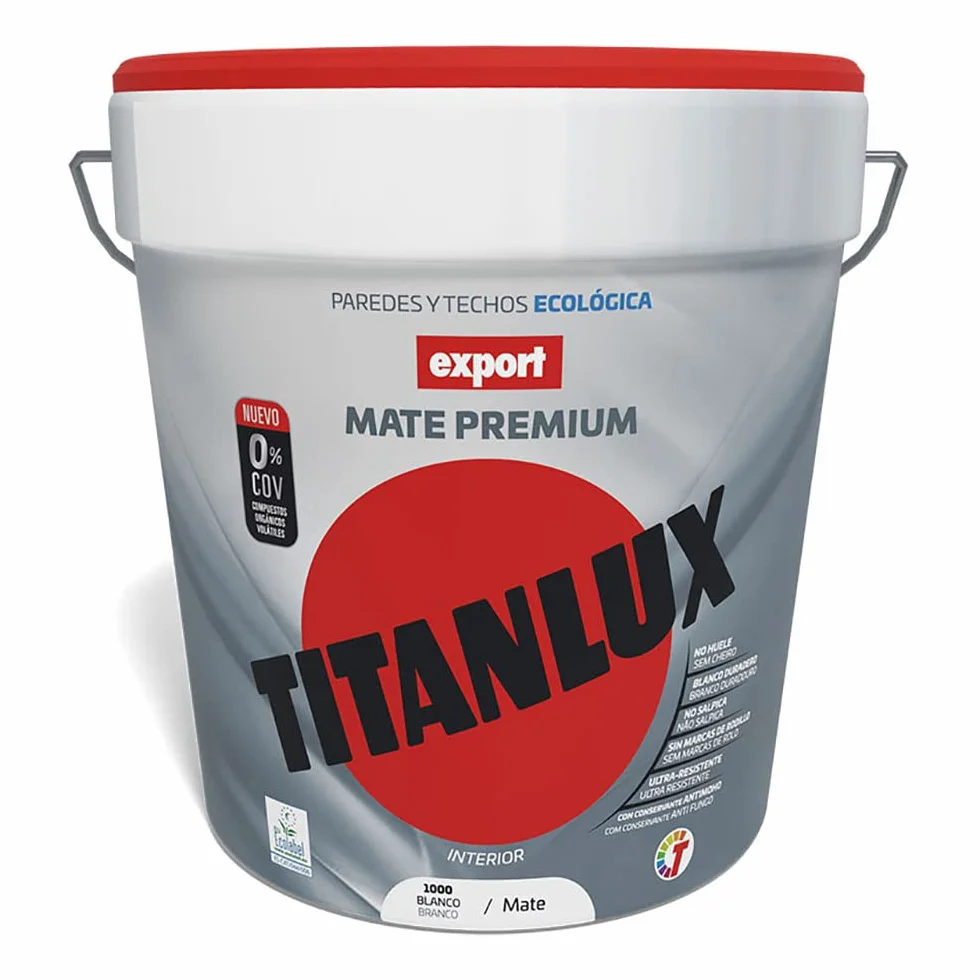 PINTURA VINÍLICA LAVABLE EXPORT BLANCO DECORACIÓN 4l TITANLUX F31110004