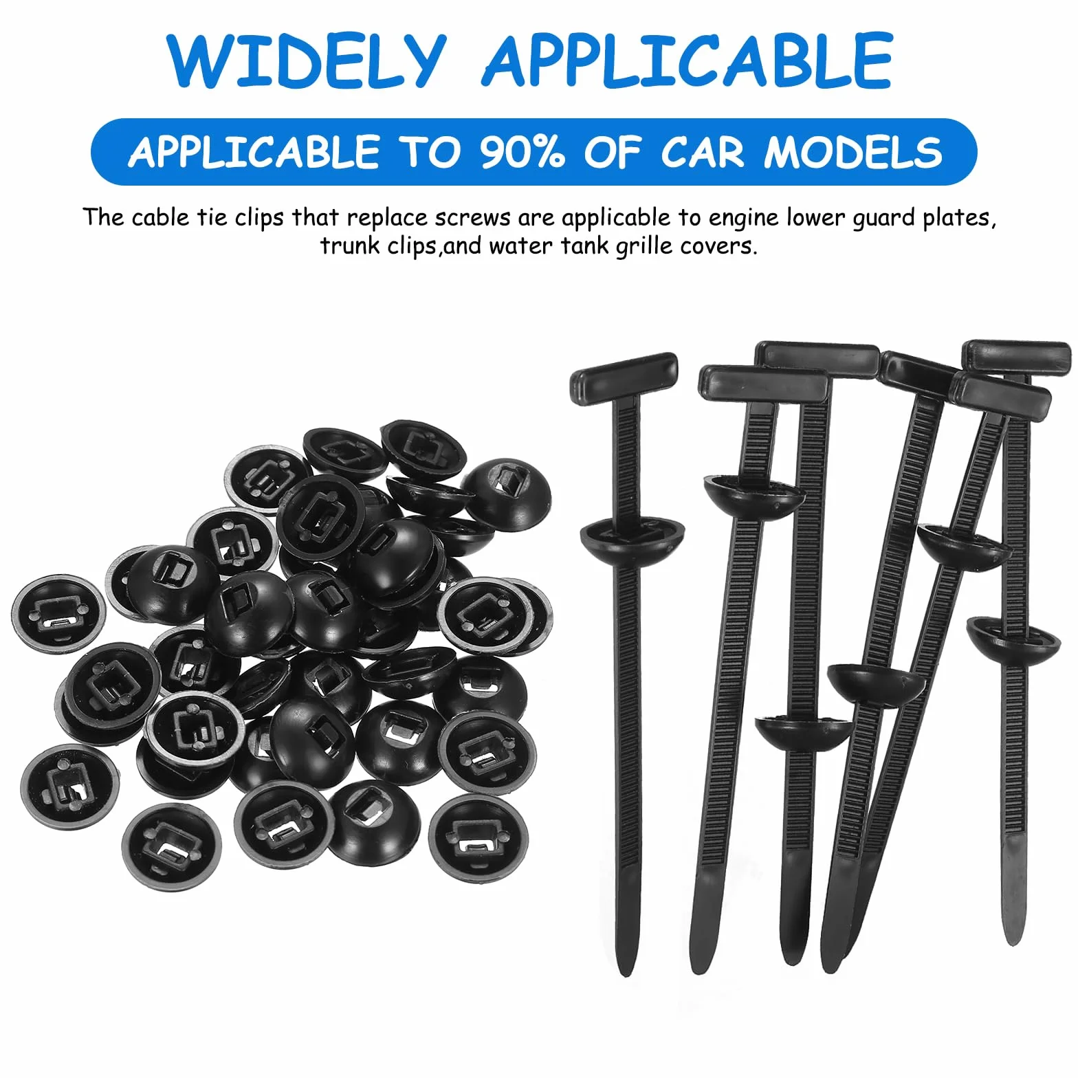 100 PcsBridas Plastico, Hebillas Universales de Nailon para Bridas de Cables, Nylon Universal Cable Tie Buckle, Soporte de Nailon Autoblocante Resistente, Bridas para Coche Reparación