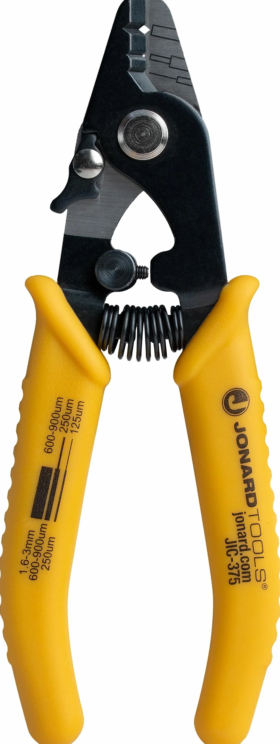 Pelacables de fibra óptica con tres agujeros JIC-375 de Jonard con mango de TPE, 15 cm de largo