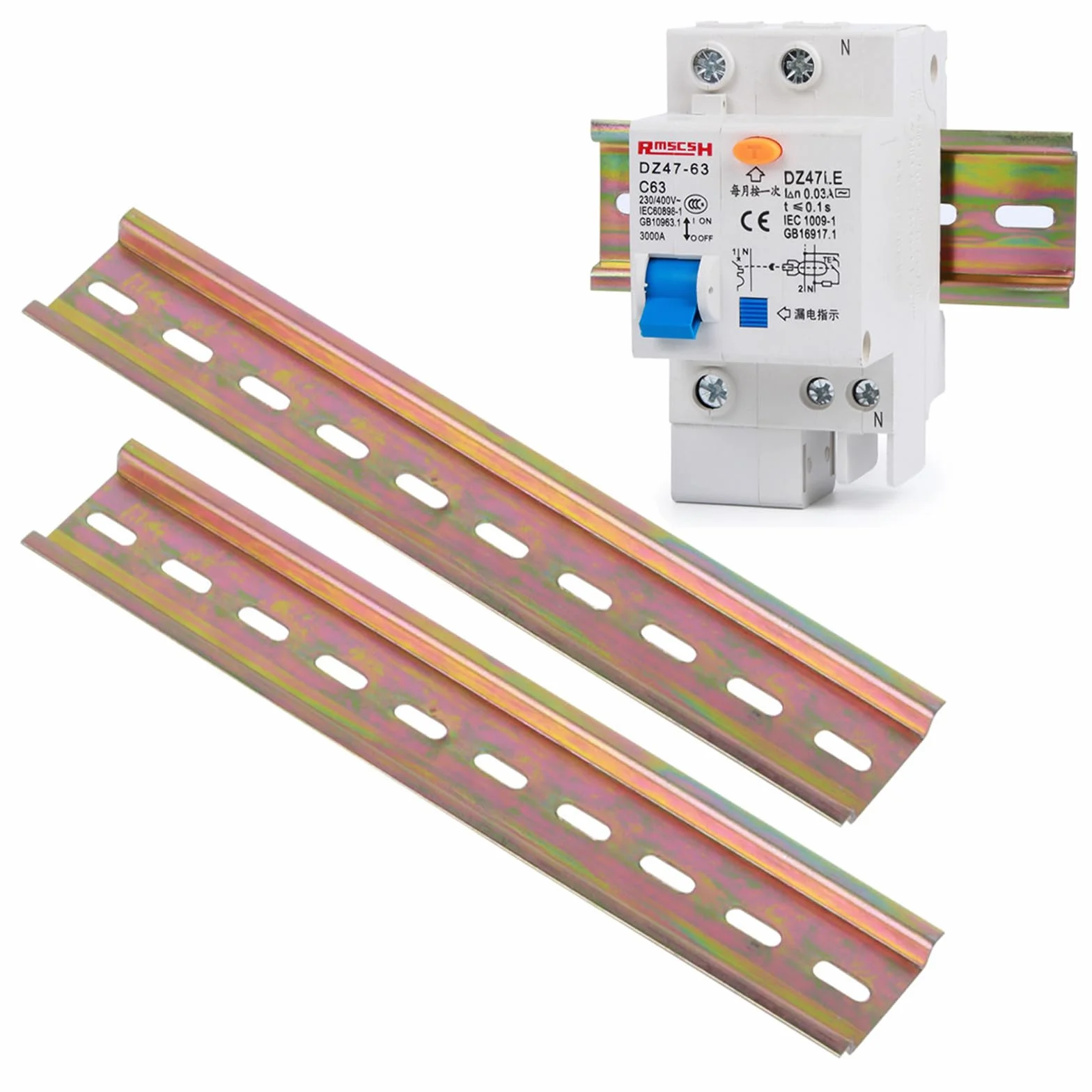Riel de Montaje DIN,Carril DIN,Guía DIN,20cmx3.5cm Metal Ranurado de montaje DIN Carril,Puentes de Cables para La Instalación en Armarios de Distribución