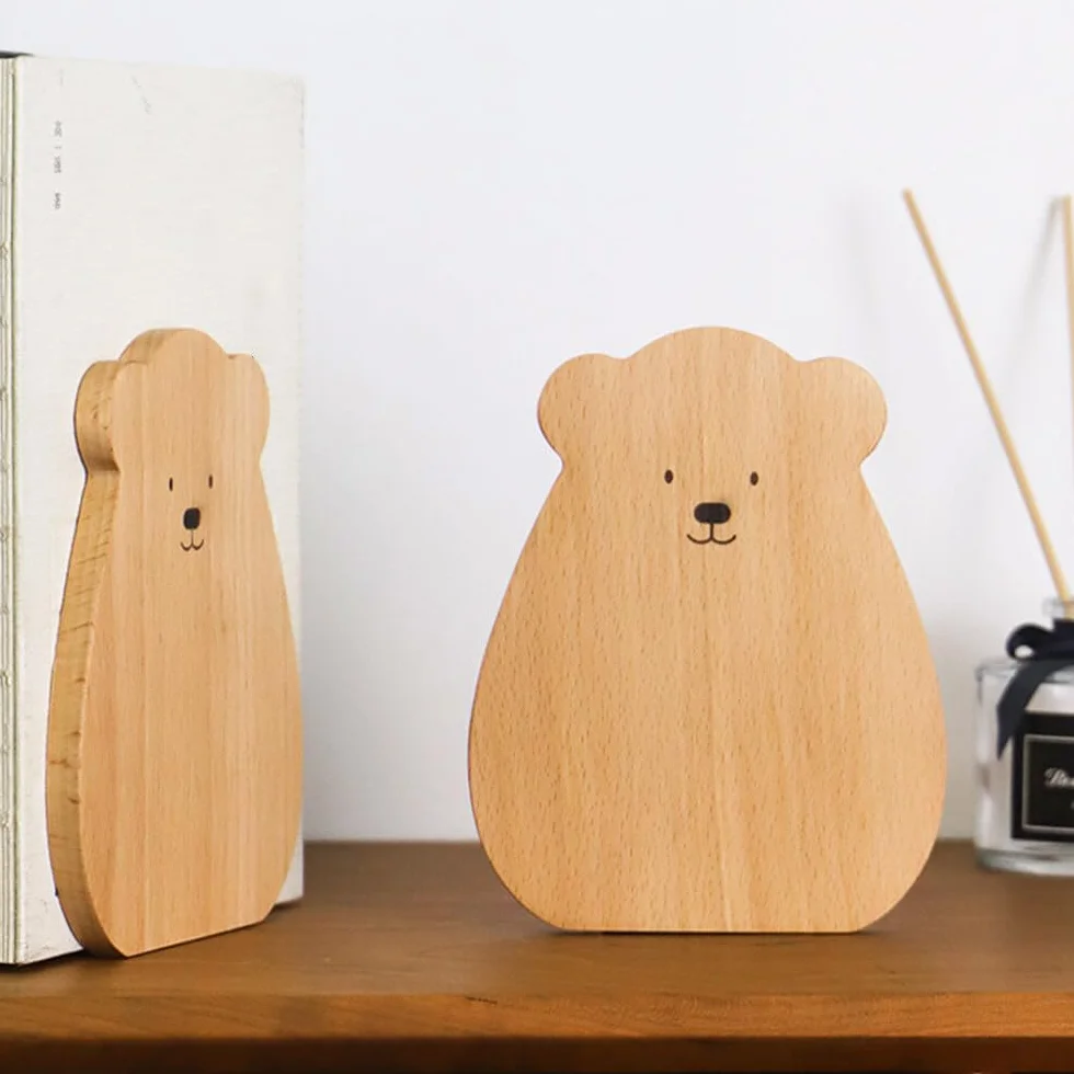 Sujetalibros de Madera de Haya 12x15 cm Antideslizantes para Estantes