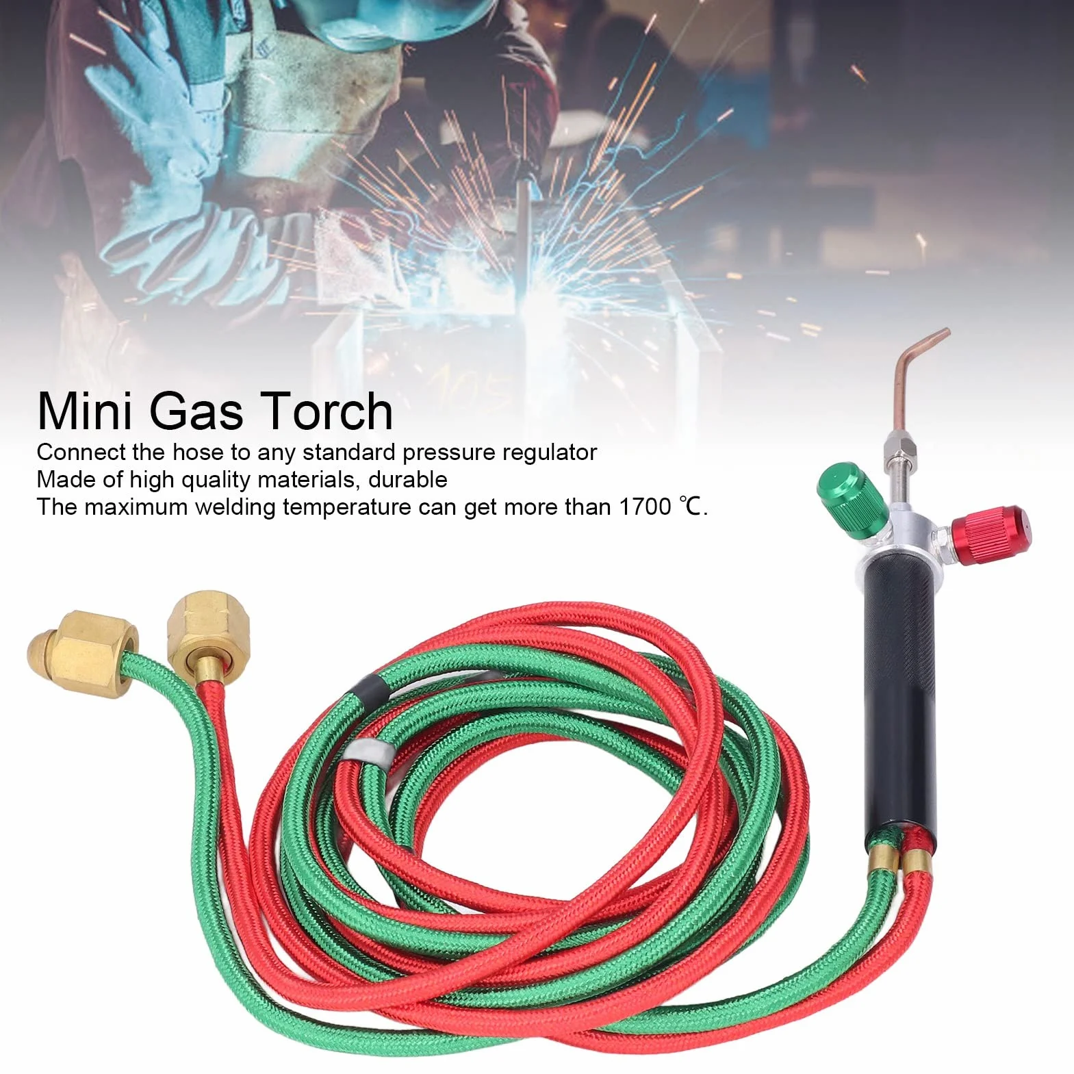 Tyenaza Mini Pistola de Soldadura de Gas, Herramienta de Antorcha de Soldadura con 5 Puntas, Herramienta de Antorcha de Soldadura de Oxígeno Pistola de Llama, para Reparación de Joyería Blowtorch