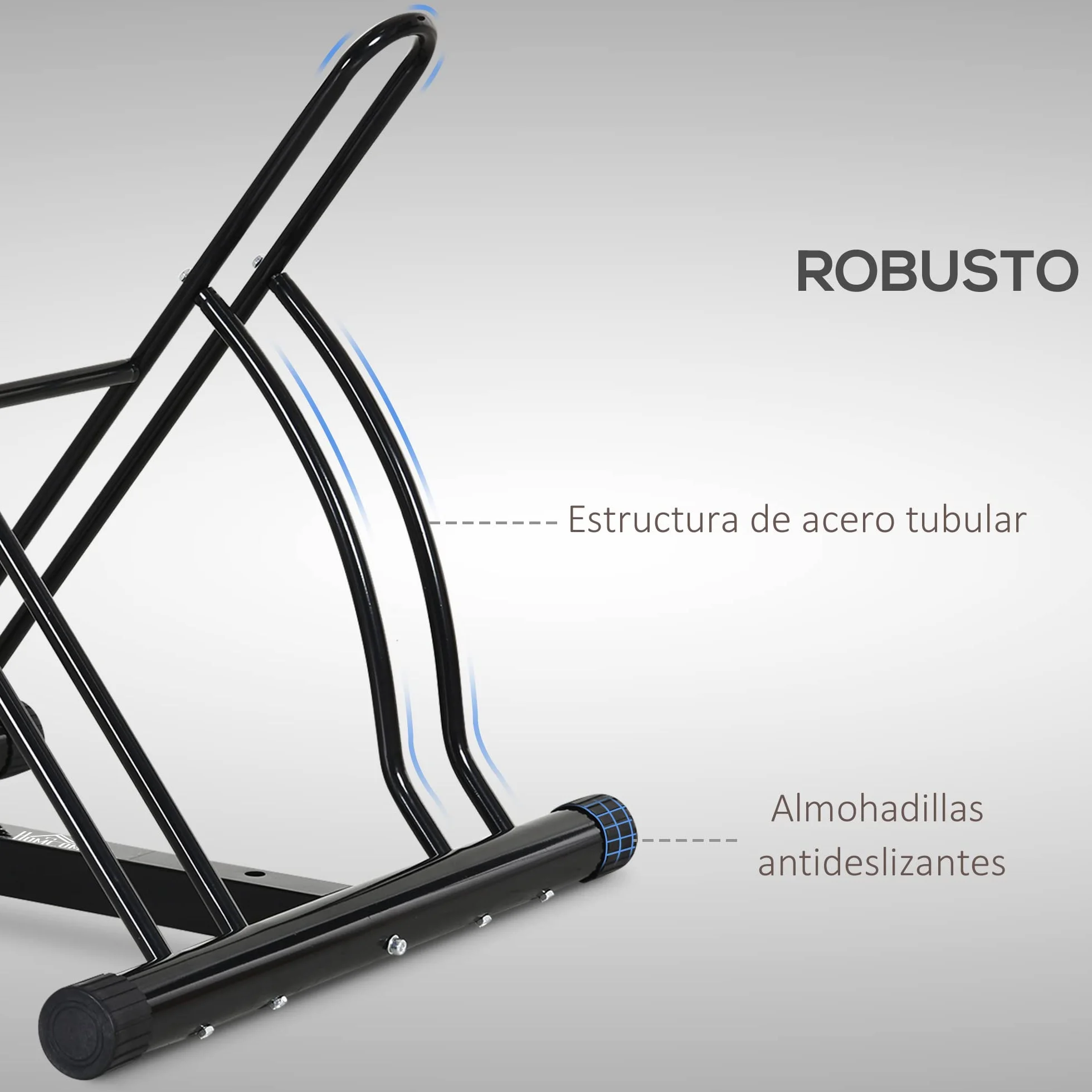 HOMCOM Soporte para Aparcar 2 Bicicletas, Aparcamiento Estacionamiento para Bicis, Inferir 65mm de Ancho, Fácil de Montar, Almohadilla Antideslizante, Interior y Exterior, 60x54x57 cm, Negro