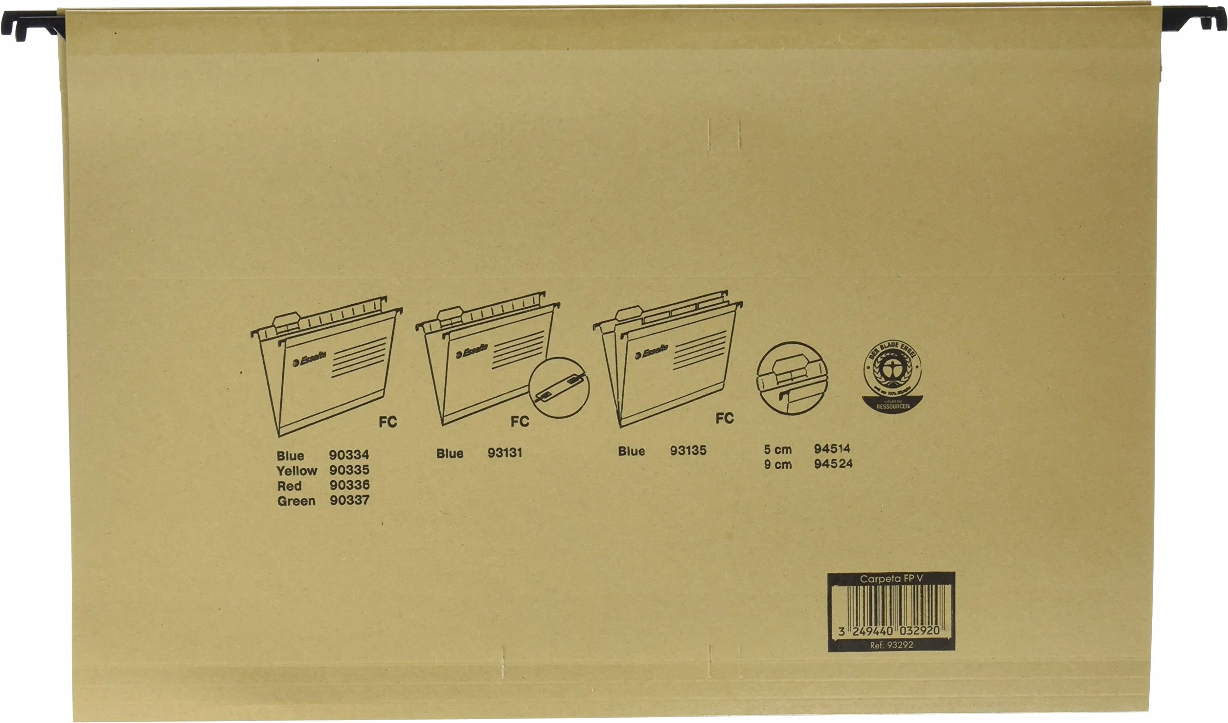Esselte Carpetas Colgantes Reciclable Folio Alargado 41x24 cm Juego 50
