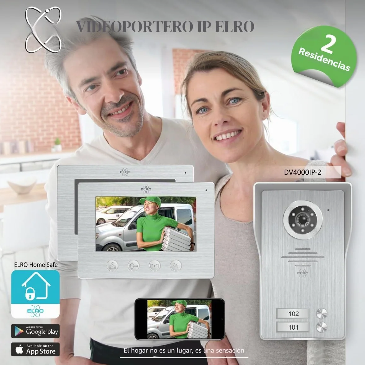 ELRO DV4000IP-2 Kit de Videoportero IP WiFi │ 2 Apartamentos │ Cámara 1080P Full HD con visión Nocturna │ Cable de 4 Hilos │ 16 Tonos de Llamada