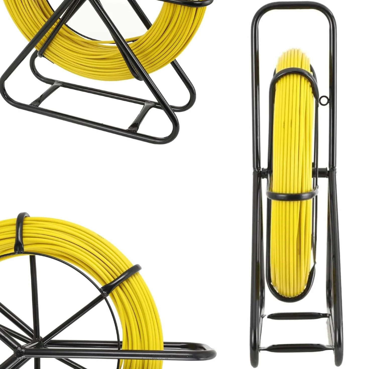Guía de Fibra de Vidrio Fish Tape Cable de fibra de vidrio Cable Eléctrico de Fibra de Vidrio100m Ø6mm Conducto Cable Rodder Fibra de Vidrio Cable Rod Extractor con Jaula y Soporte