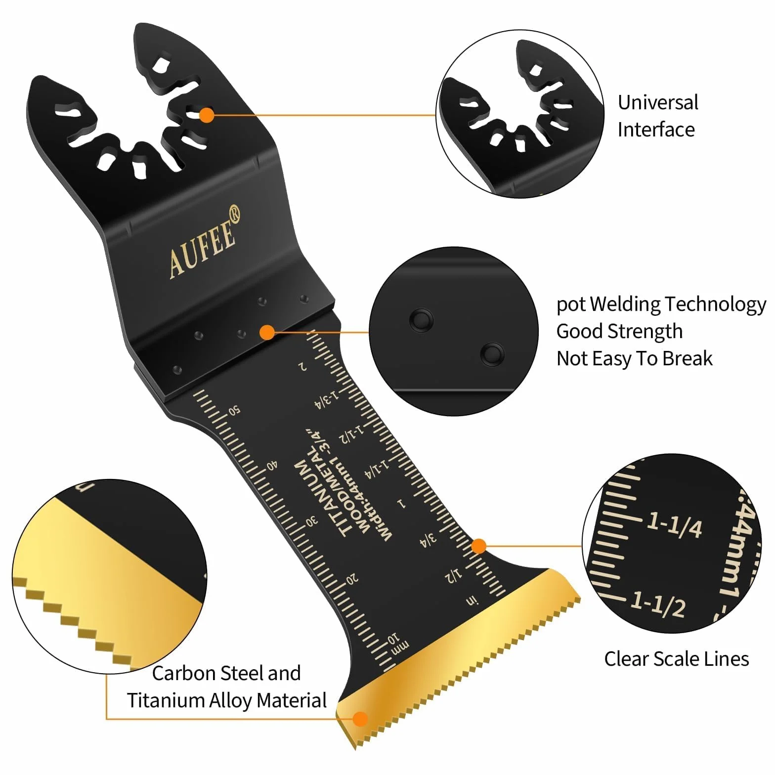 110 cuchillas oscilantes multiherramienta, hoja oscilante de titanio para madera, plásticos y metal, kits profesionales de hojas de sierra oscilantes universales para Dewalt Ryobi Milwaukee Rockwell