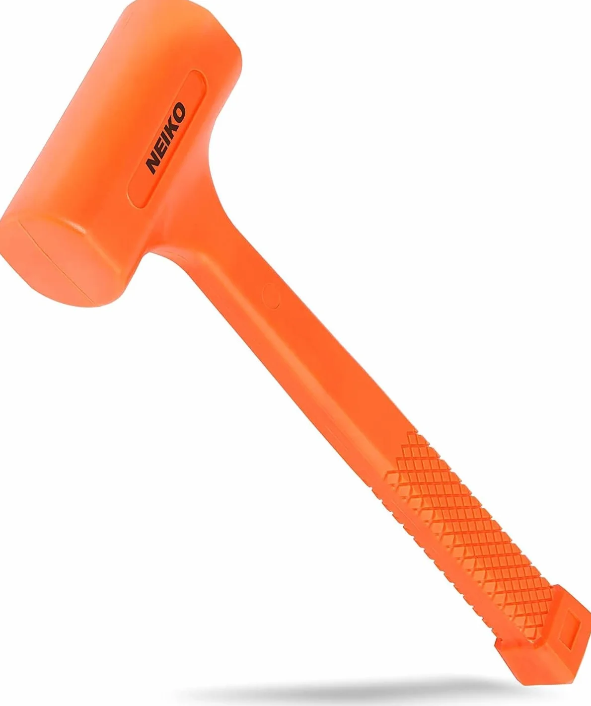Neiko 02848A - Martillo de soplado muerto de 3 libras, color naranja neón | Moldeado unibody | Agarre a cuadros | Resistente a chispas y rebote
