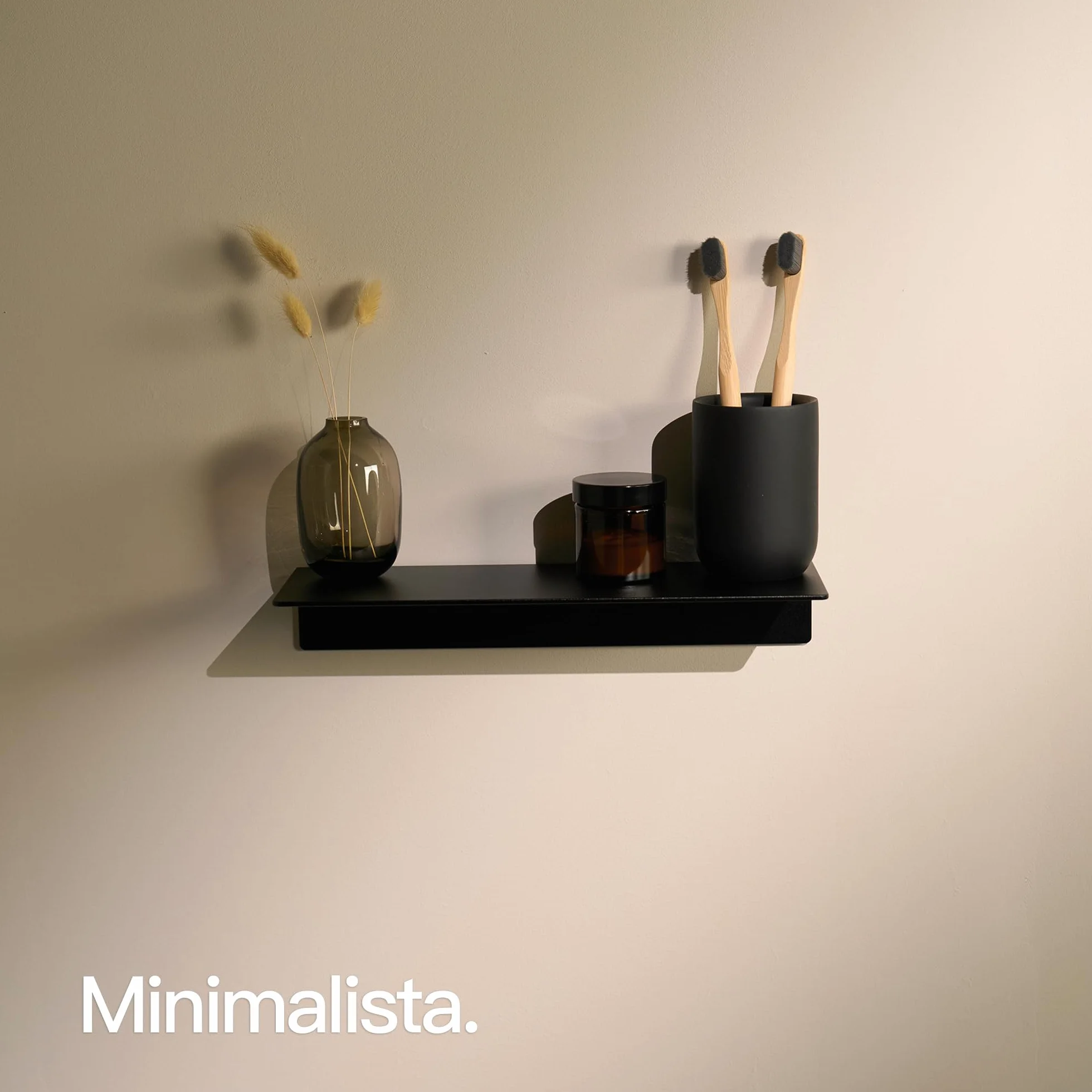 Design Hamburgo | Estantería de baño | Estantería de Pared (Negro Mate, 30 cm)
