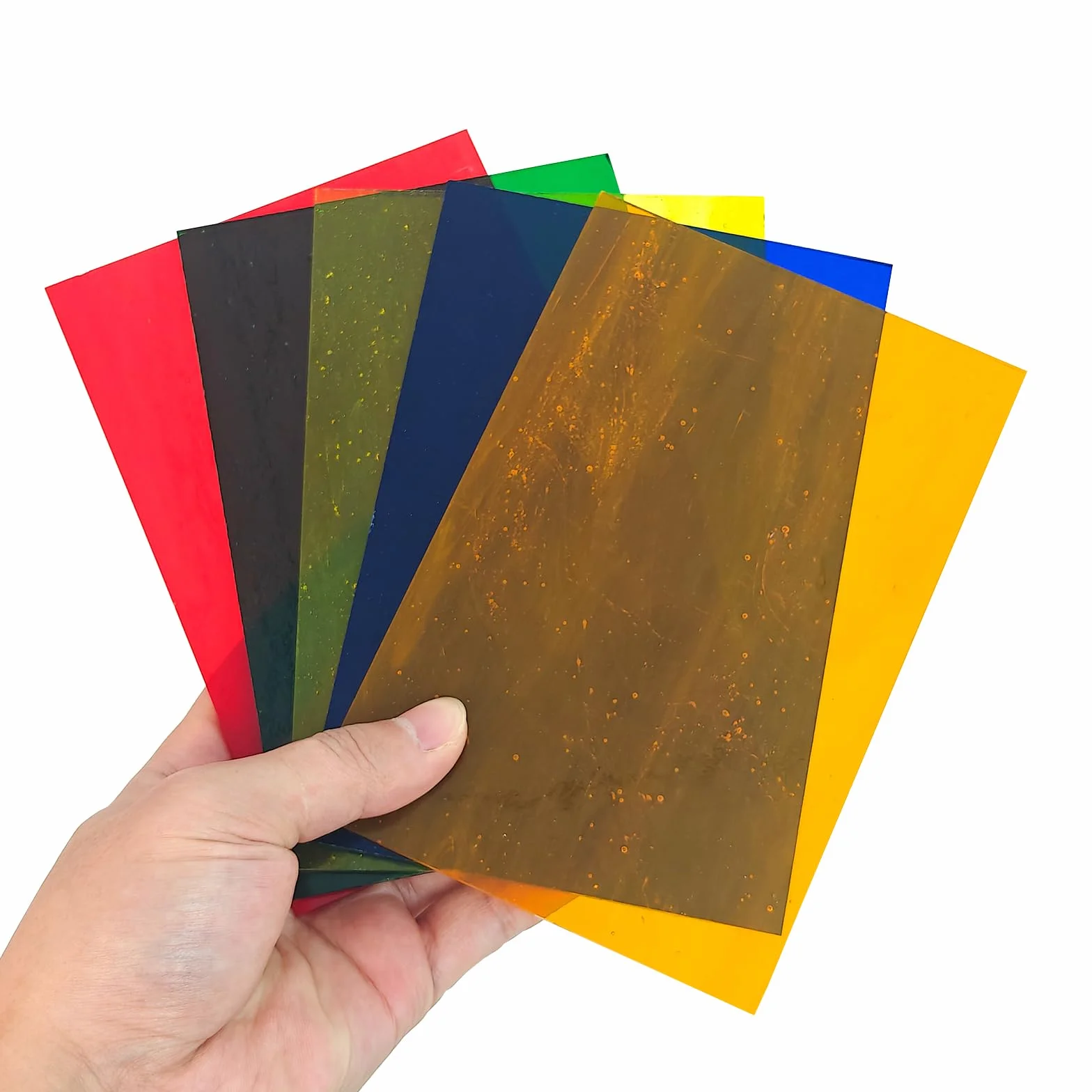 12 hojas de vitrales, 10,2 x 15,2 cm, suministros de vidrio de catedral de colores totalmente transparentes para proyectos de manualidades, variedad de arte de mosaico, colores mixtos, iridiscentes