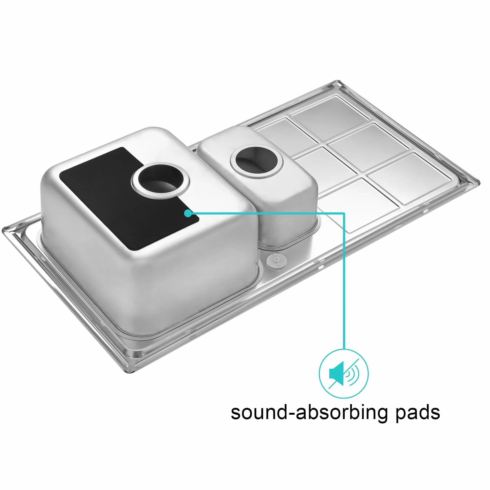 JASSFERRY Fregadero de cocina 1,5 senos, de Acero Inoxidable, escurridor reversible, con colador de residuos