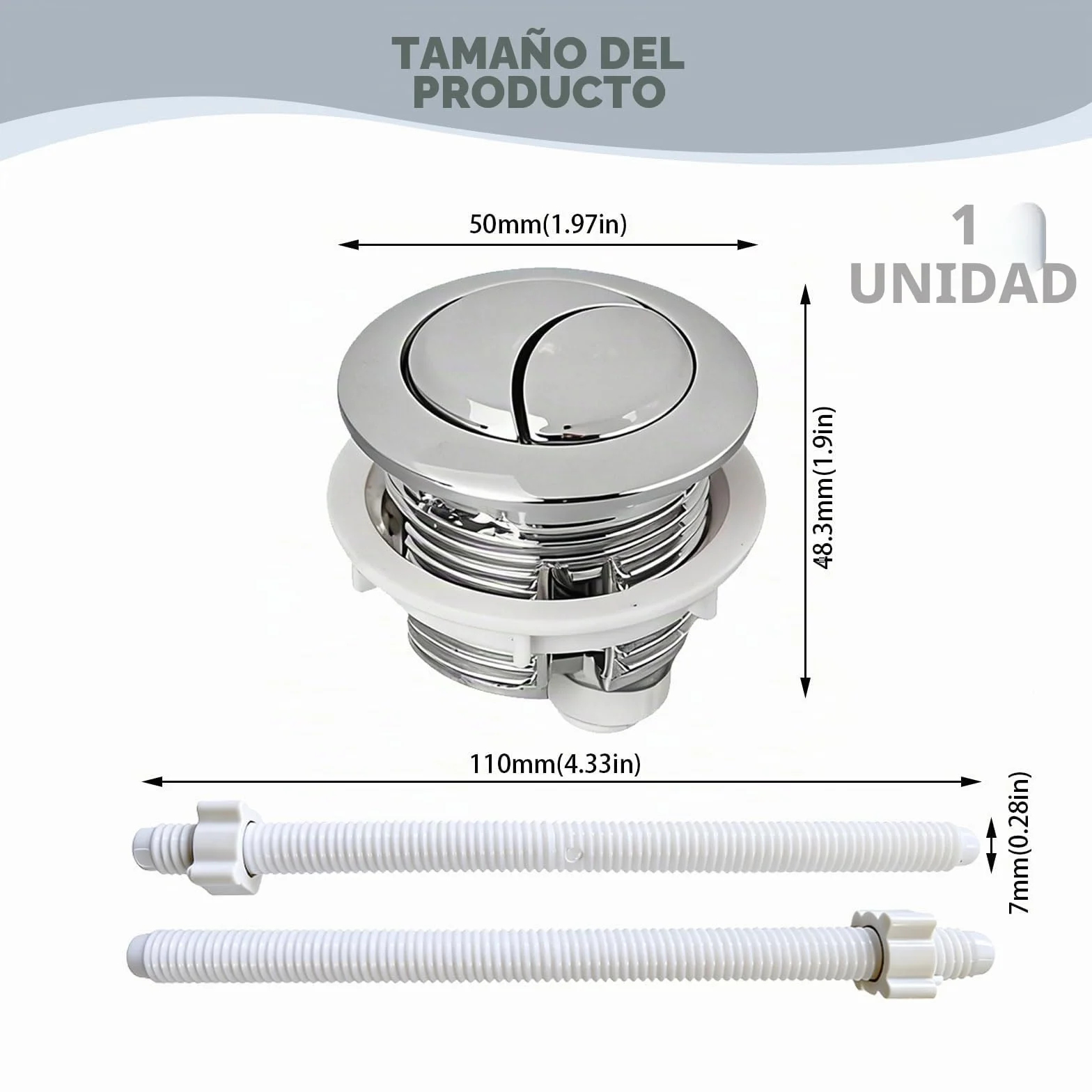 Pulsador cisterna, Botón de Cisterna Universal Rock para Inodoros de Doble Descarga, Accesorio de Baño Resistente y Duradero, Instalación Fácil y Rápida, Incluye 2 Palancas de Control