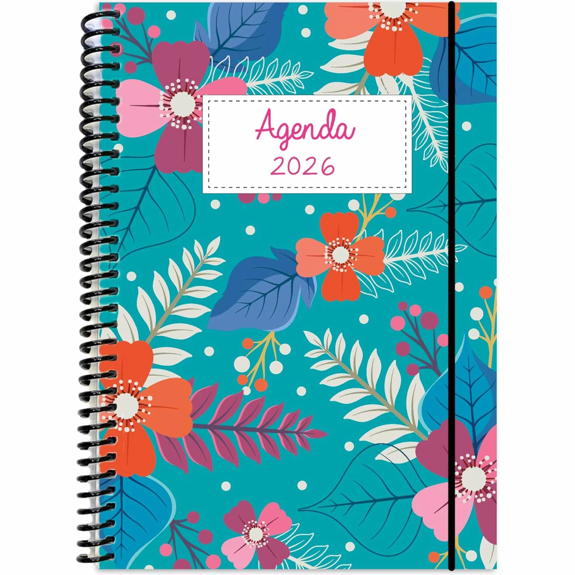 Agenda 2026 Semana Vista A5 Espiral Flexible 112 Páginas Papel Premium 80g Tapas Plásticas Azul Planificador Mensual