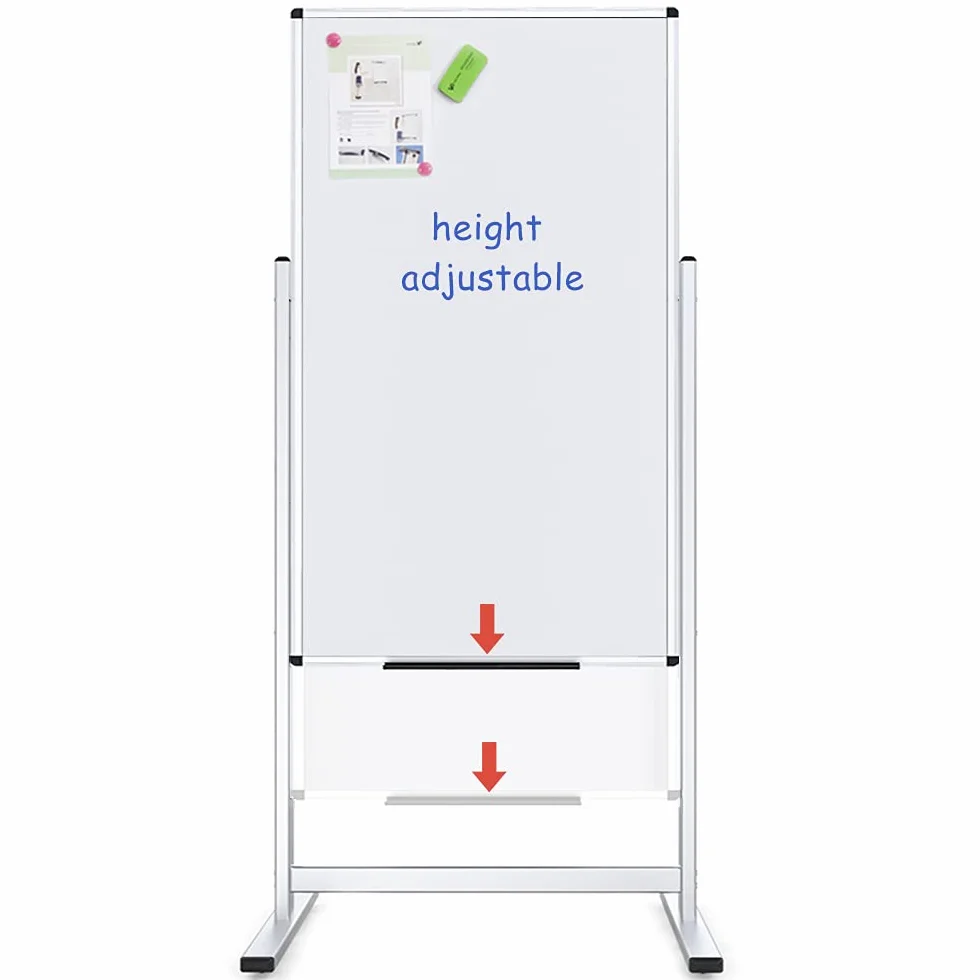 VIZ-PRO Pizarra blanca magnética doble cara 120x60 cm con Soporte altura ajustable