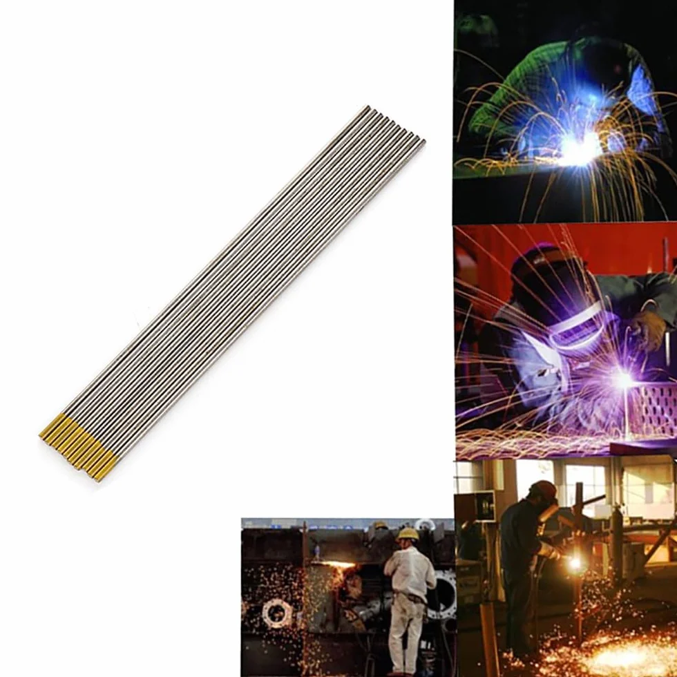 10 piezas de electrodos de tungsteno para soldar, varilla de electrodos de soldadura TIG de 2,4 * 150 mm, tungsteno circoniado WZ8 con punta blanca para aleación, aluminio, metal