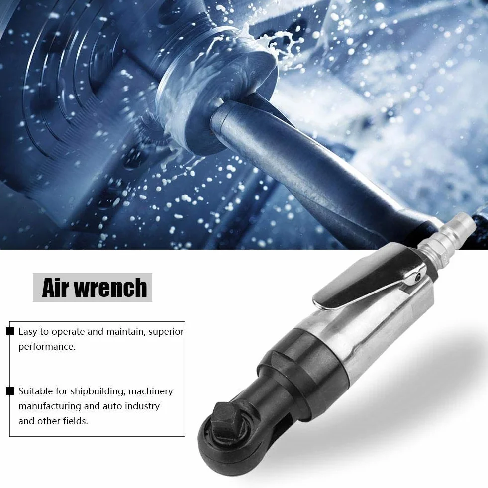 Regun llave de carraca Neumática, Atornillador de trinquete de aire comprimido, Mini Llave Neumática de Trinquete, adelante y atrás, 1/4" para fabricación de maquinaria y la industria automotriz
