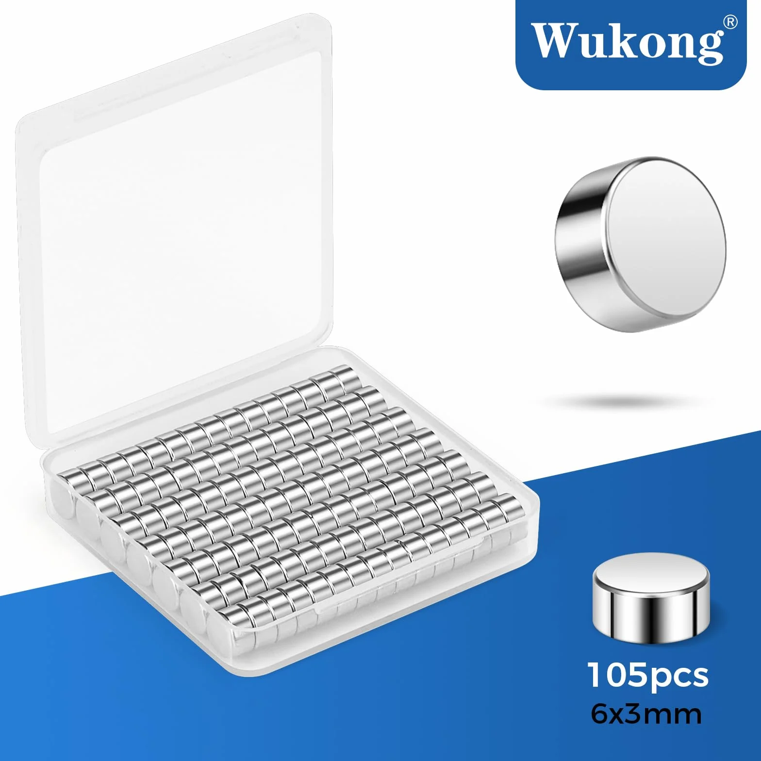 Wukong Mini Imanes de 6 x 3 mm, Paquete de 100 Pequeños Imanes Redondos para Manualidades y Bricolaje