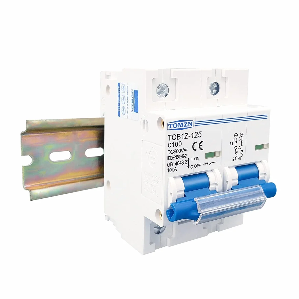 Disyuntor 2P 80A 100A 125A DC MCB 600V Cortacircuitos 554 (Rated Current : 100A)