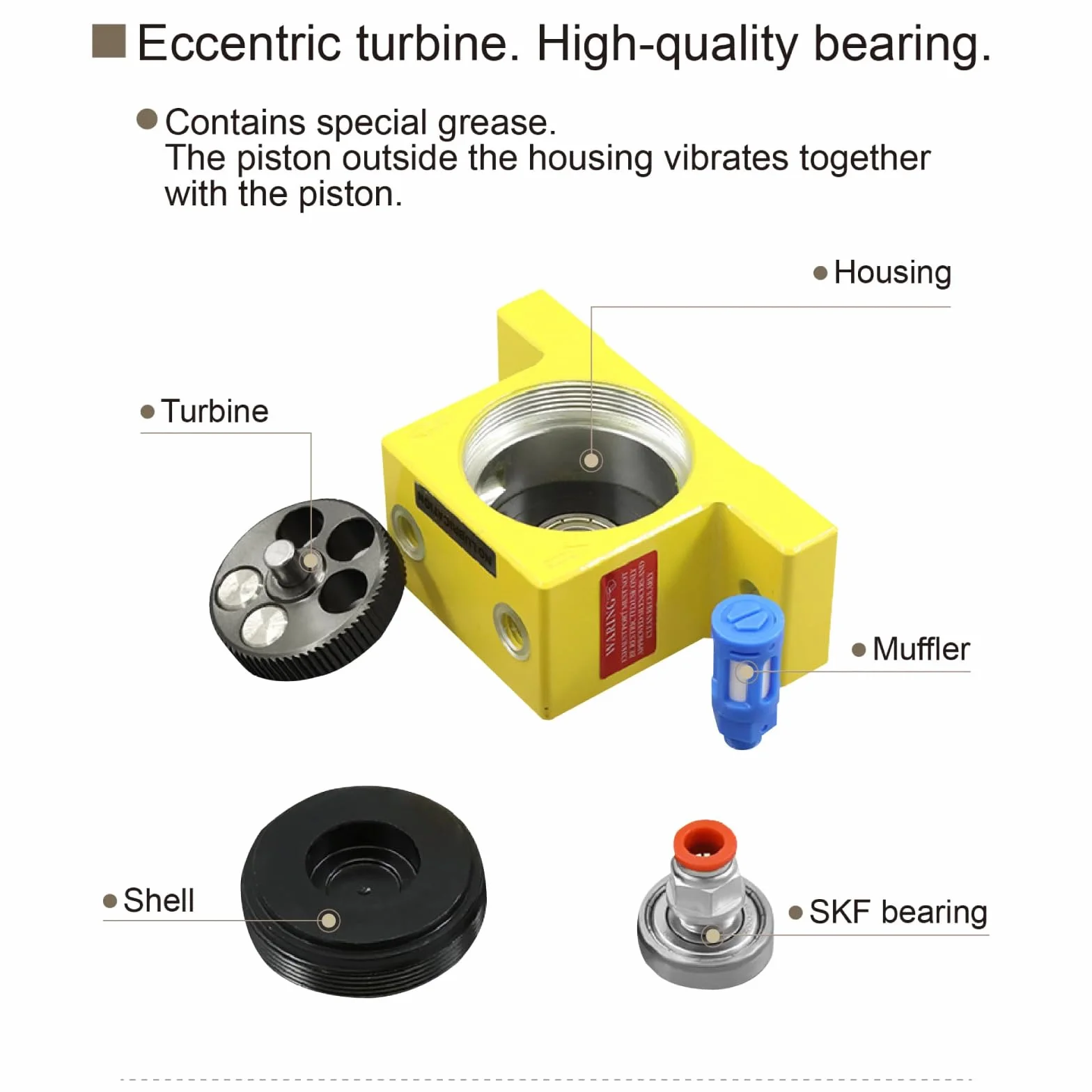 Vibrador de Turbina de Aire Gt8 G 1/8in Vibrador de Turbina de Aire Industrial Vibrador de Turbina Neumática 27500?37500rpm 840?2400N Accesorio para Uso Industrial