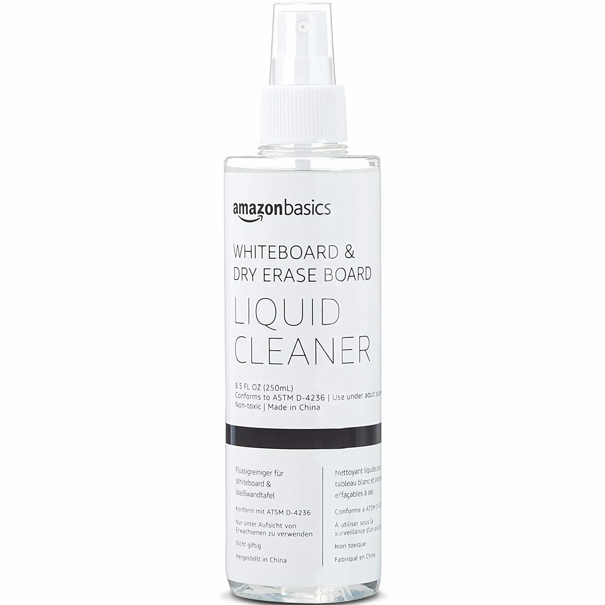 Amazon Basics Limpiador líquido de borrado en seco para pizarras blancas, Sin fragancia, 250 ml