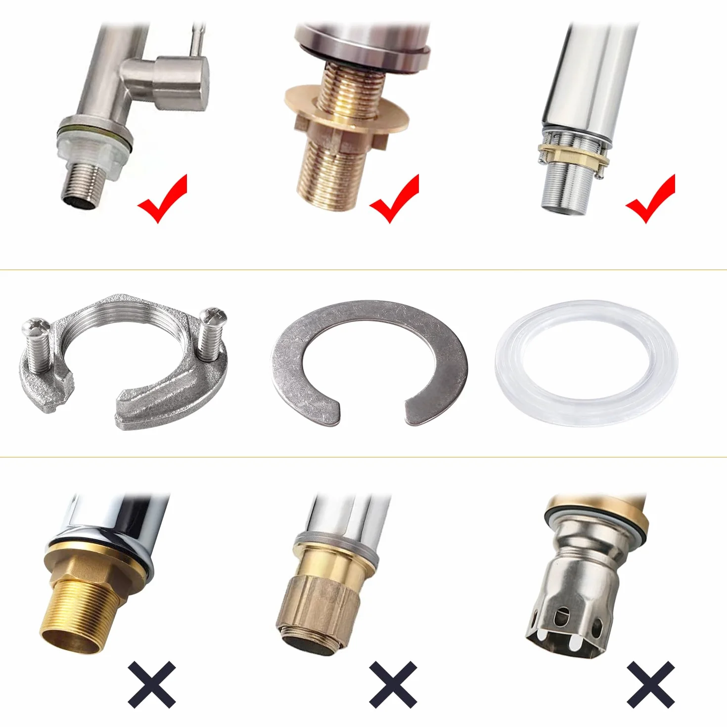 31mm Kit de Tuercas de Fijación de Grifo, Kit de Fijación de Grifo, para Grifos de Agua Caliente y Fría en Lavabos de Cocina y Baño, Acero Inoxidable