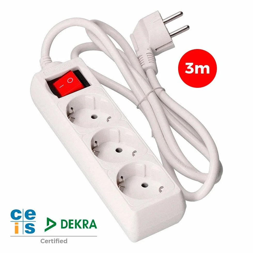 EDM 41043 Base Multiple 3 Tomas T/Tl con Interruptor, Multicolor, 3 m