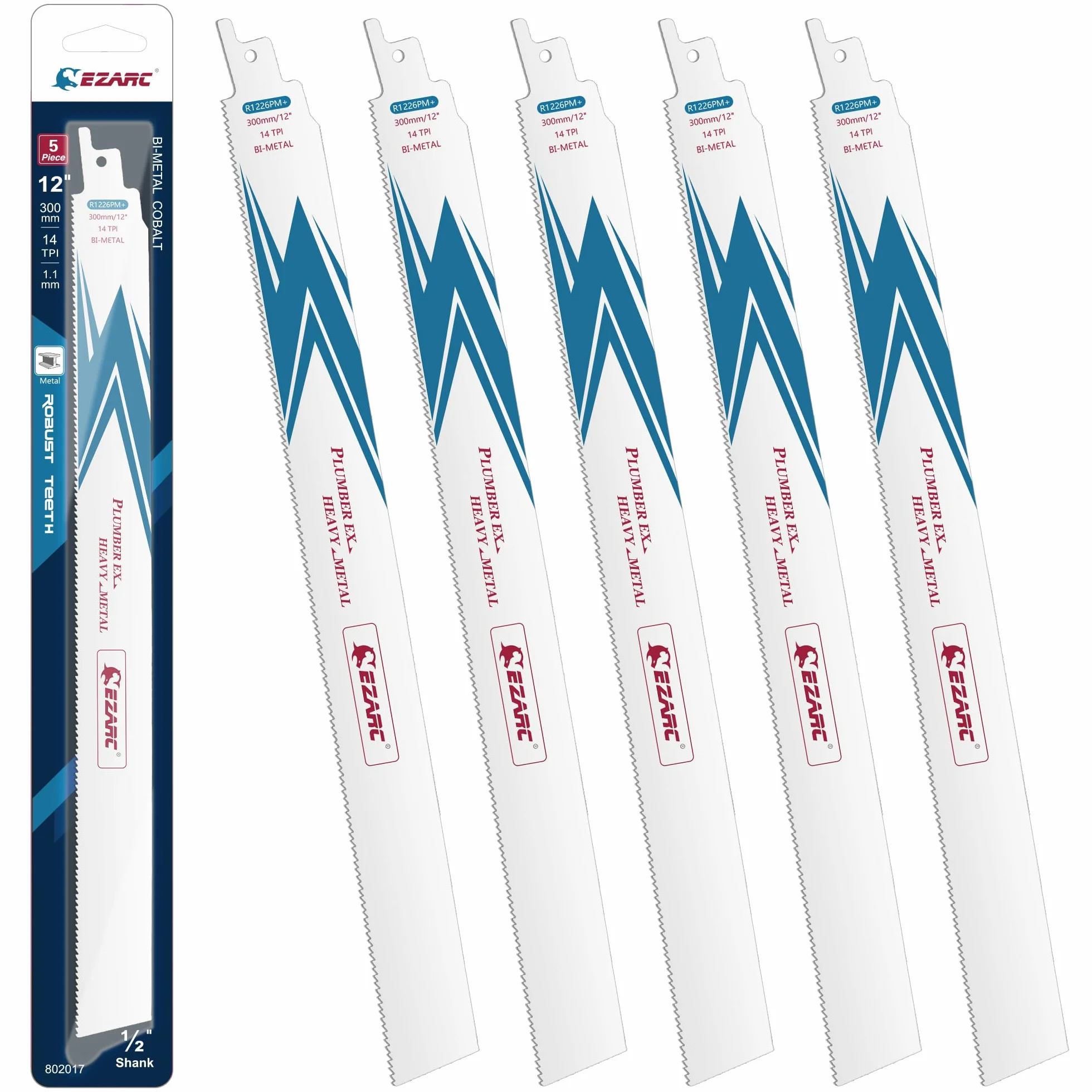 EZARC Hojas de sierra sable Bimetálica Cobalt 300mm 14TPI 5 piezas