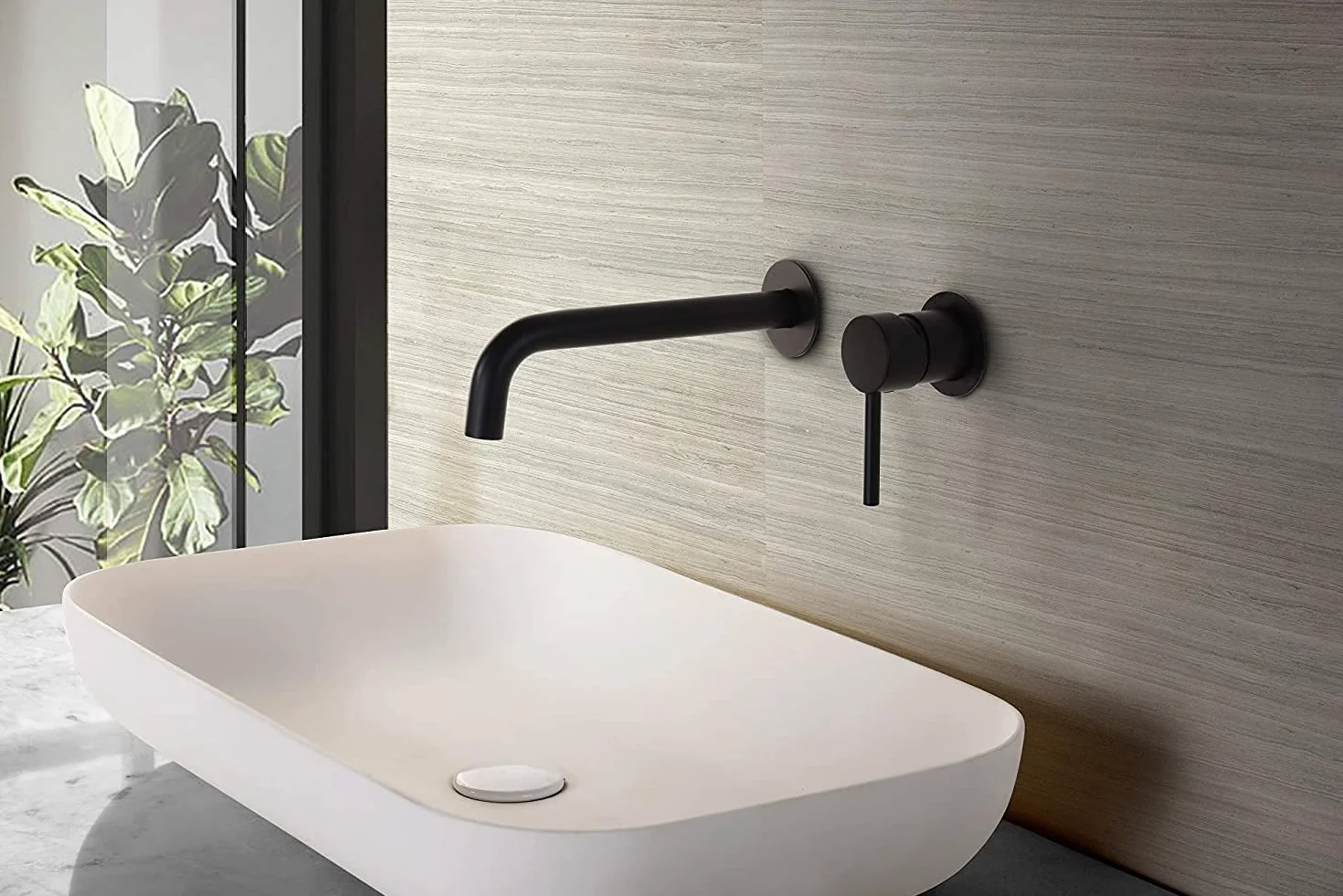 MICE - Grifo de lavabo empotrado - Monomando de griferia empotrada - grifos de baño para lavamanos Color Negro Mate GLT023/NG