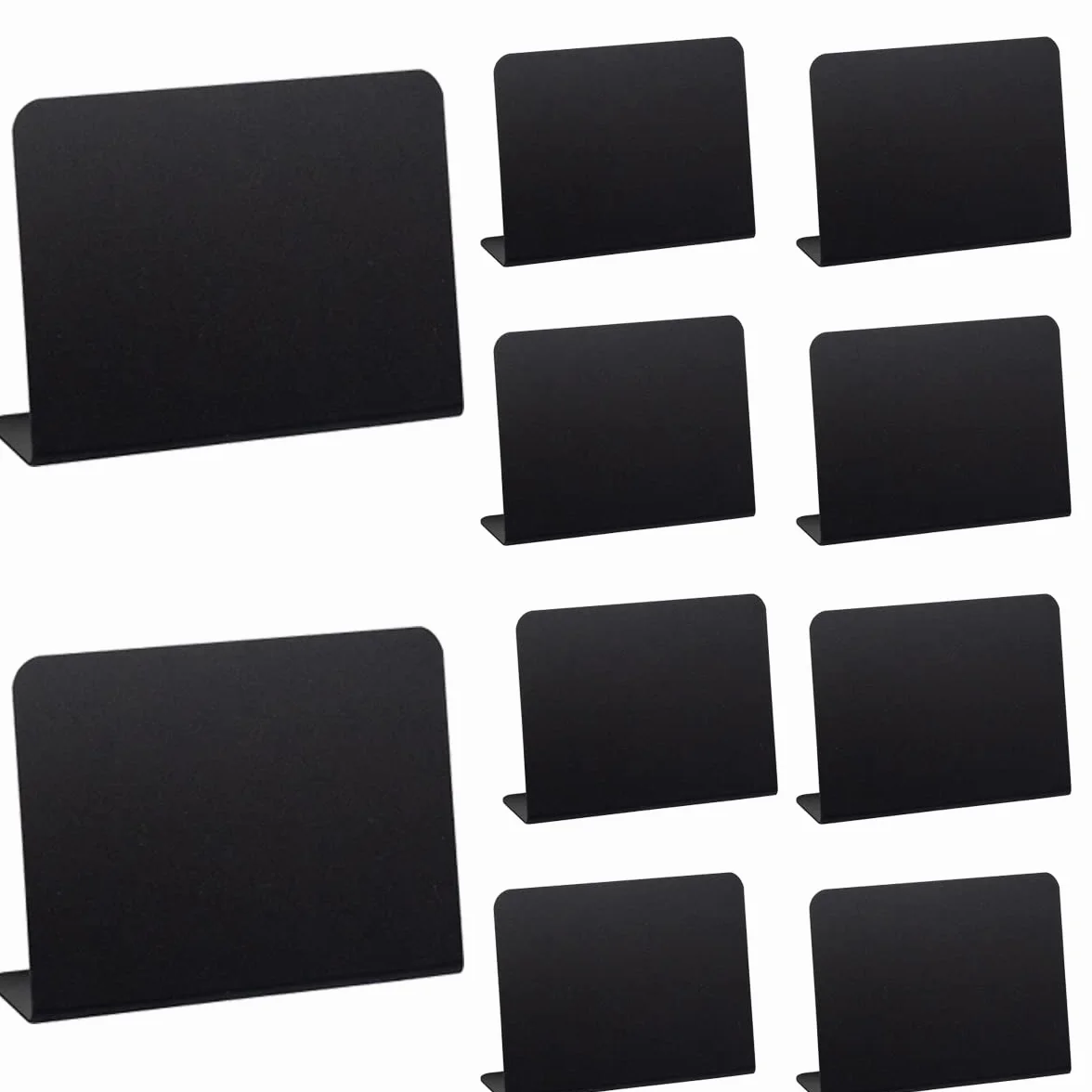 10 Piezas Mini Letreros de Pizarra Negra Reutilizables en Forma de L para Etiqueta de Precio